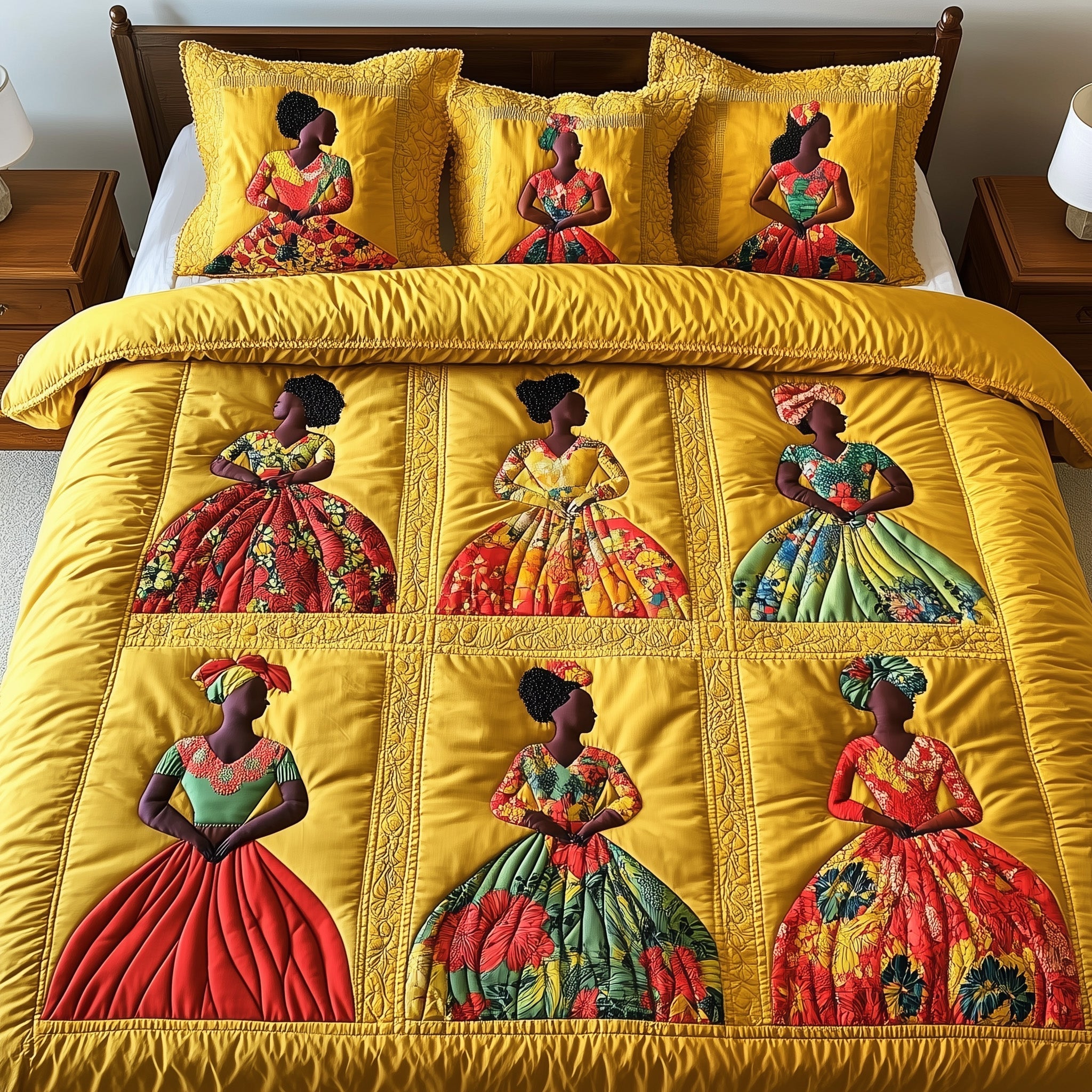 Juneteenth Quilted Bedding Set Cover Bed Set Melanin Black History Gifts For Ladies