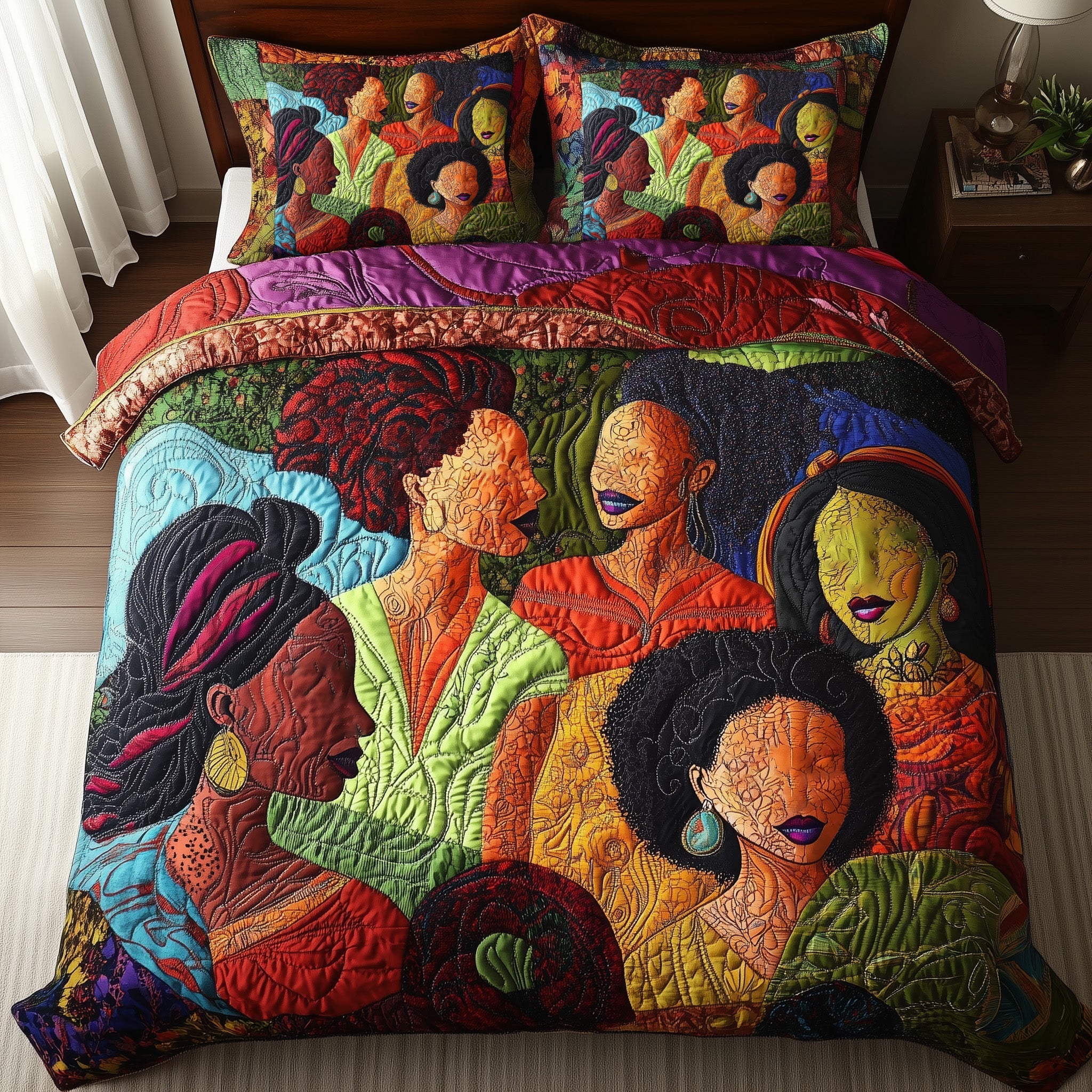 Juneteenth Quilted Bedding Set Nice Bedding Sets Black Women Melanin Gifts