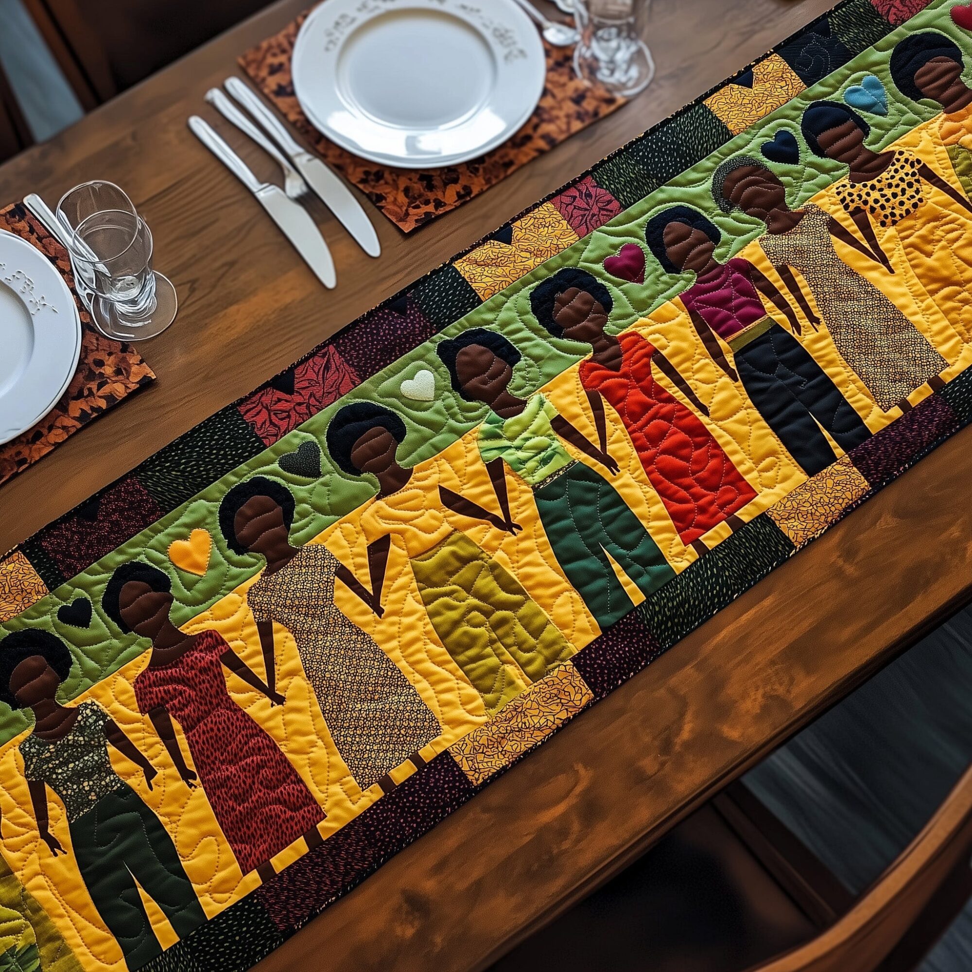 Juneteenth Quilted Table Runner Dining Table Centerpiece Melanin African American Gifts Stuff
