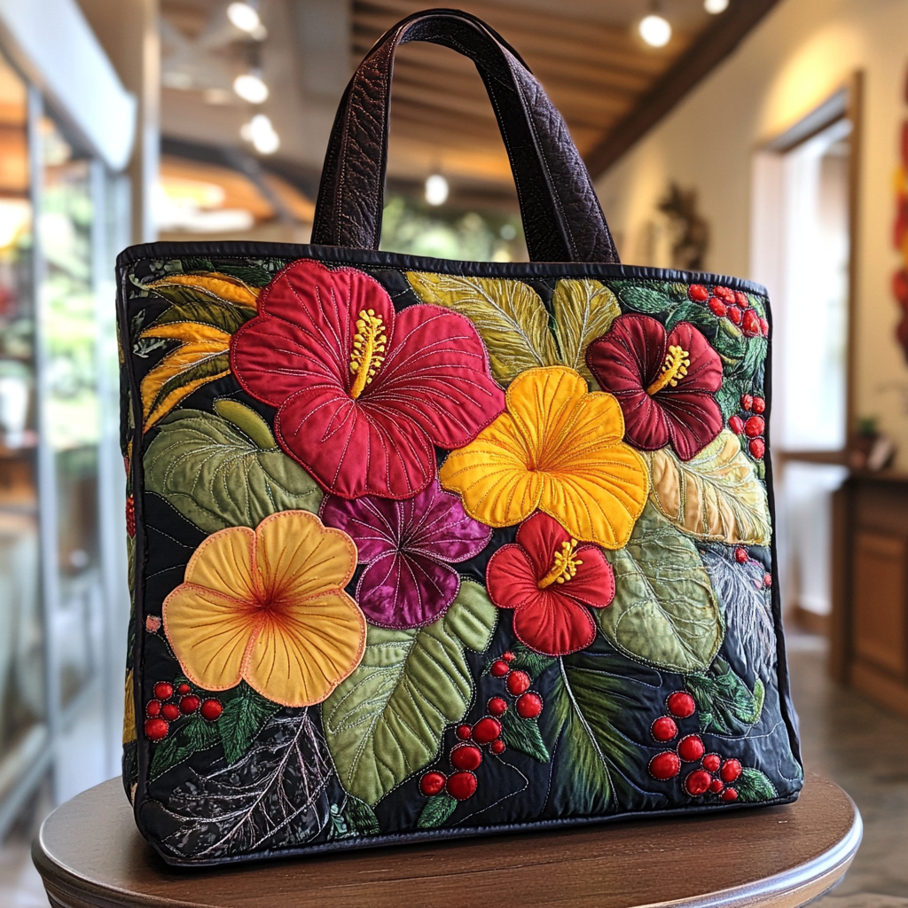 Jungle Bouquet Quilted Tote Bag Cool Tote Bags For Women Beach Lover Christmas Gifts