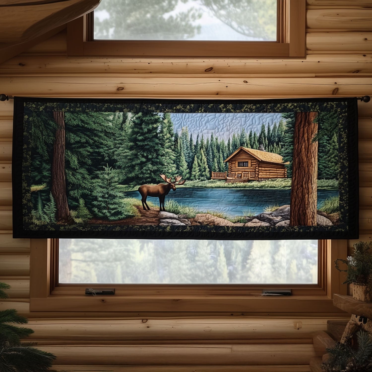 Lakeside Lodge View Quilted Valance Outdoor Entryway Decor Best Presents For Farmers