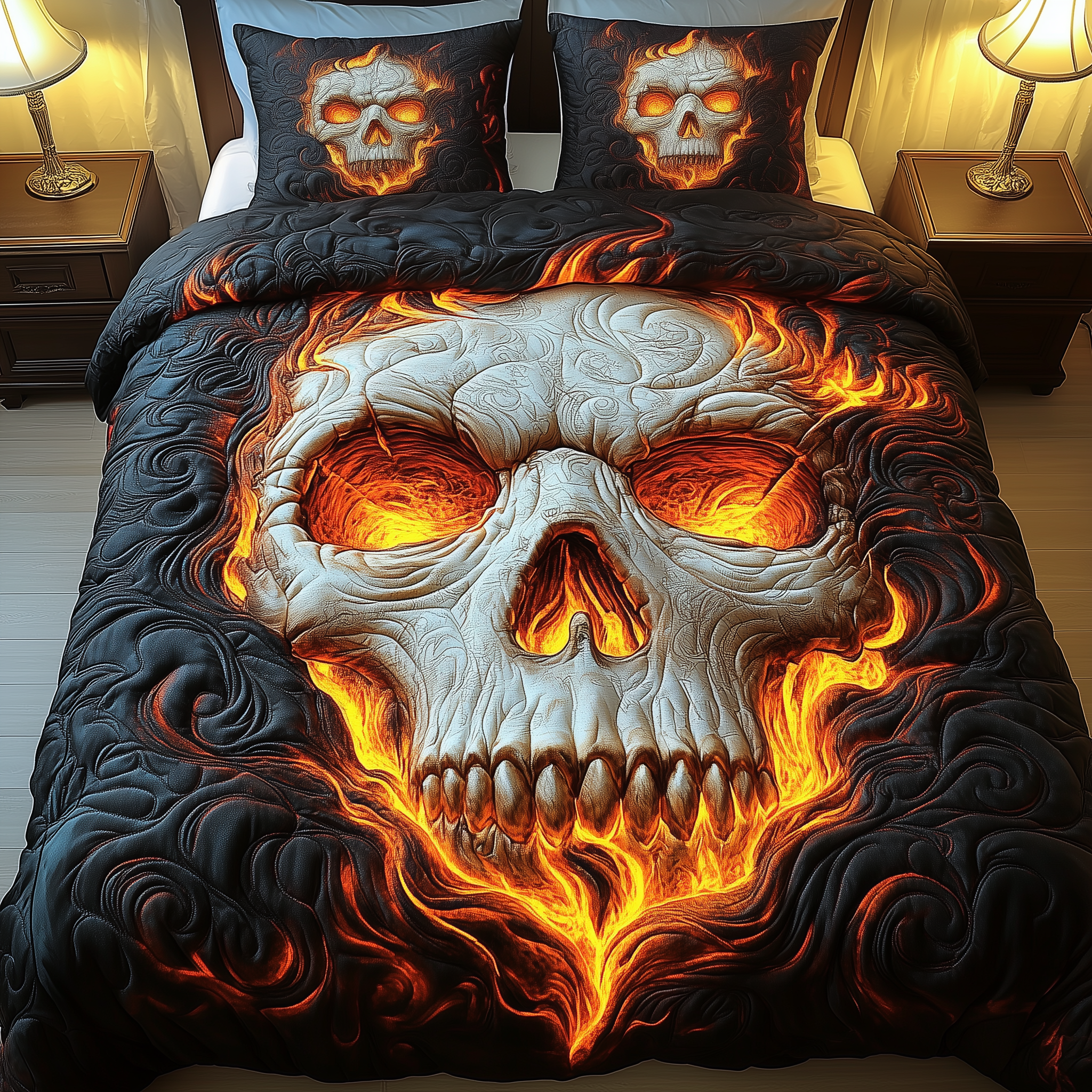 Lava Skull Quilted Bedding Set Best Bedding Sets Skull Inspired Gifts