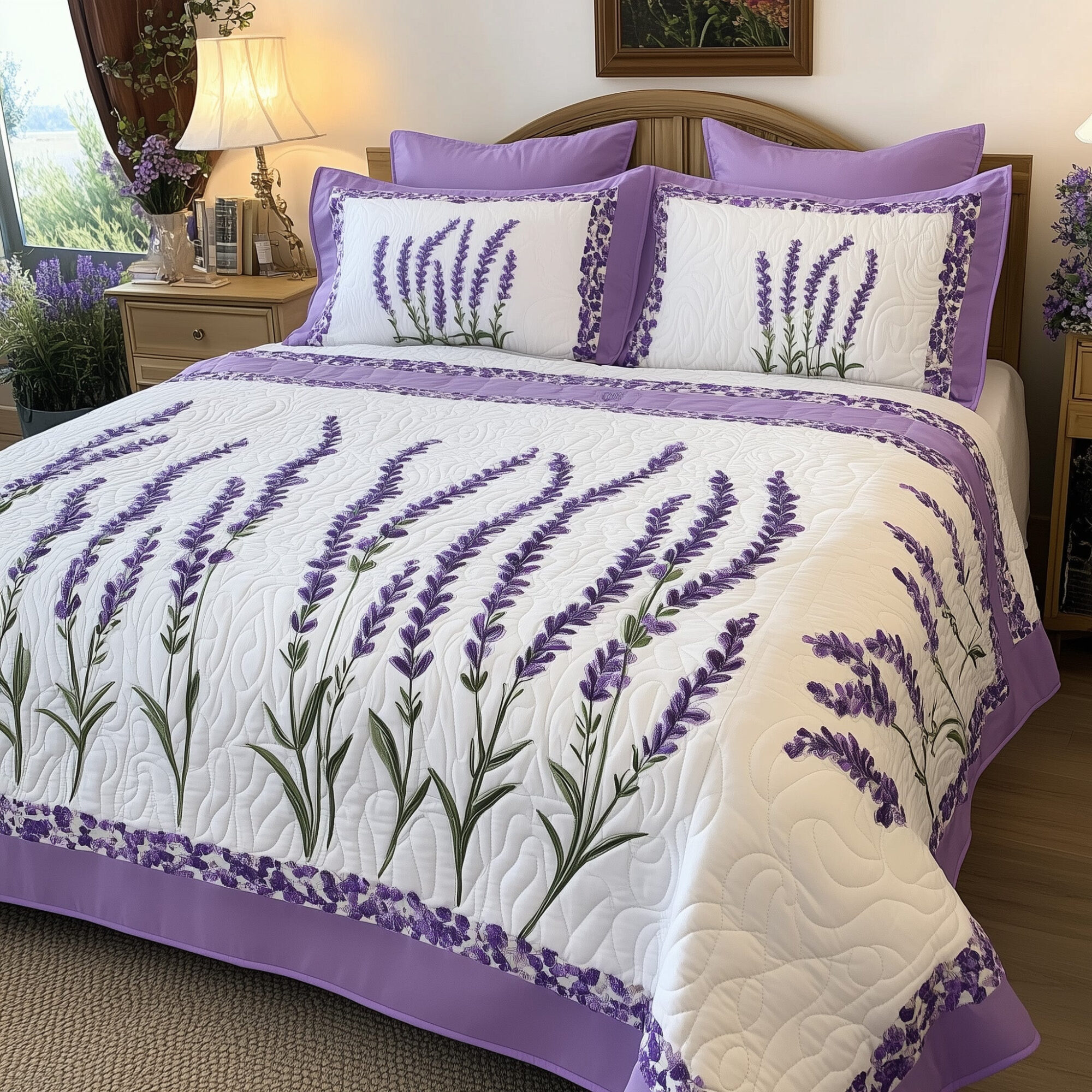 Lavender Charm Quilted Bedding Set Lavender Fields Bedding Ideas Gifts