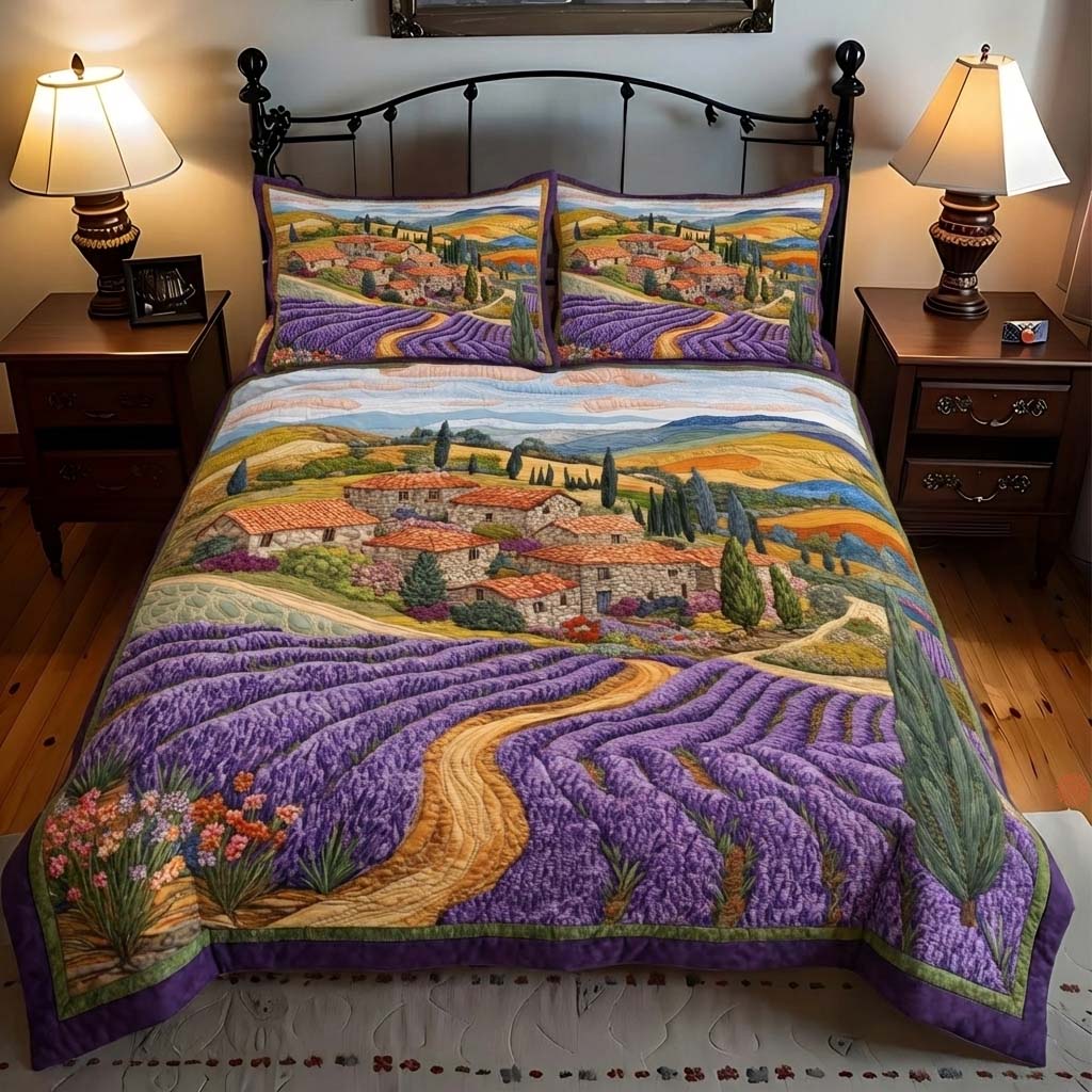 Lavender Village Quilted Bedding Set Nice Bedding Sets Thoughtful Mother's Day Gifts
