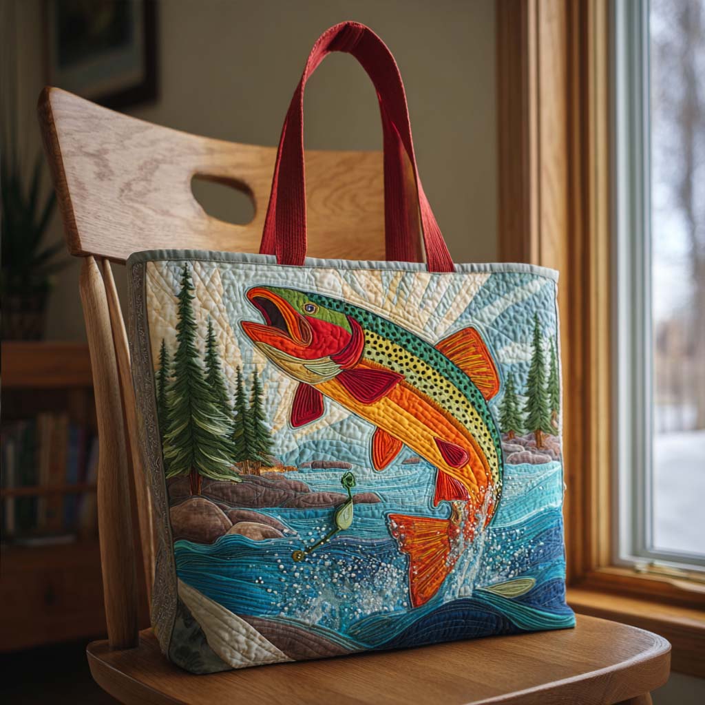Leaping Trout Quilted Tote Bag The Best Shoulder Bags Best Fishing Gifts