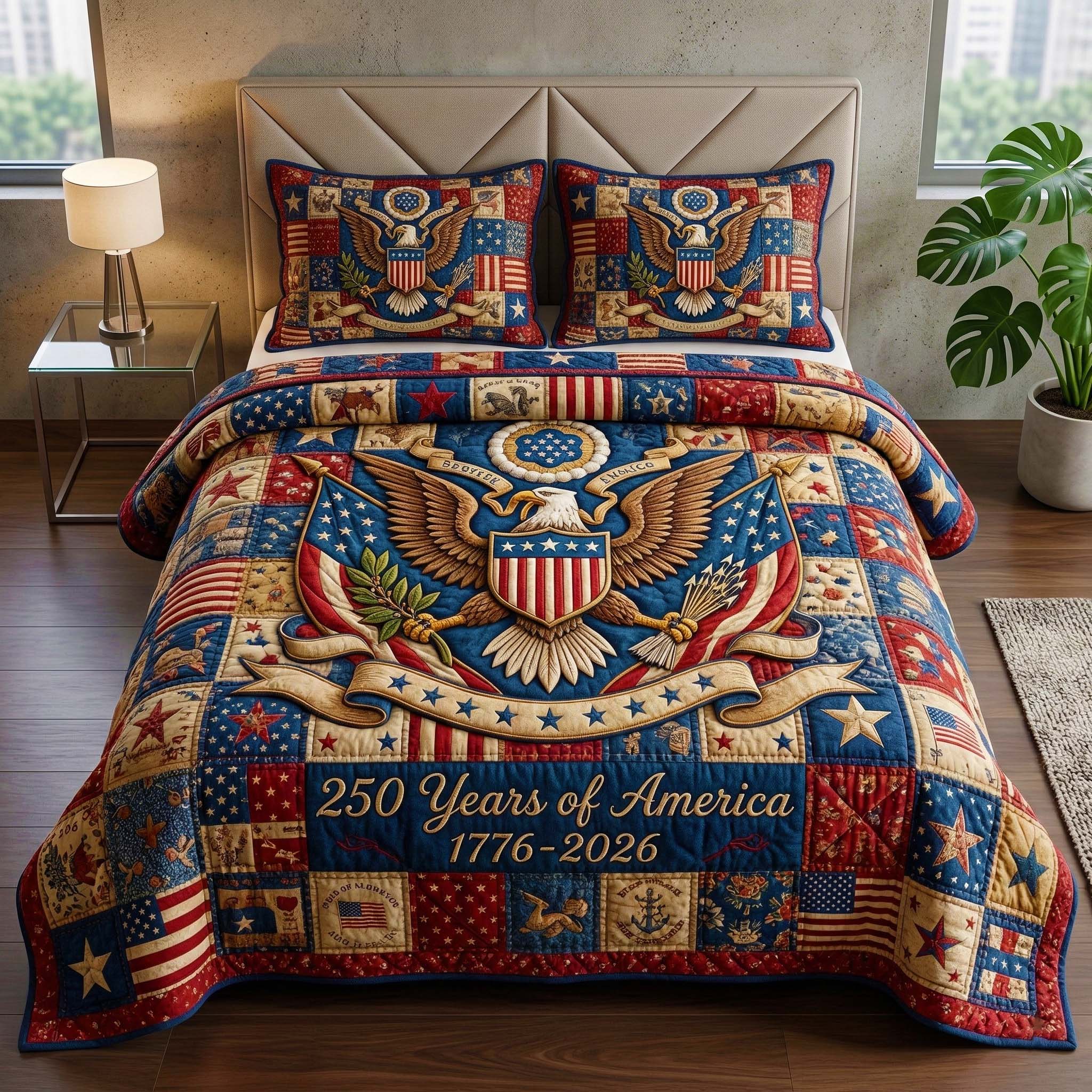 Liberty Eagle Quilted Bedding Set Bedroom Decorations Patriotic Gifts For Him