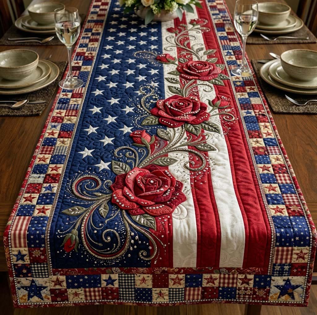 Liberty Heritage Quilted Table Runner Red White And Blue Table Decorations Patriotic Presents