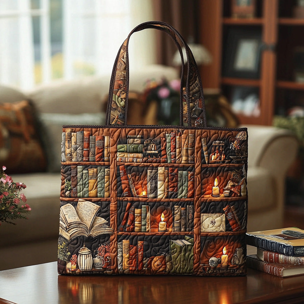 Library Haven Quilted Tote Bag Everyday Tote Bag Best Handbag For Everyday Use