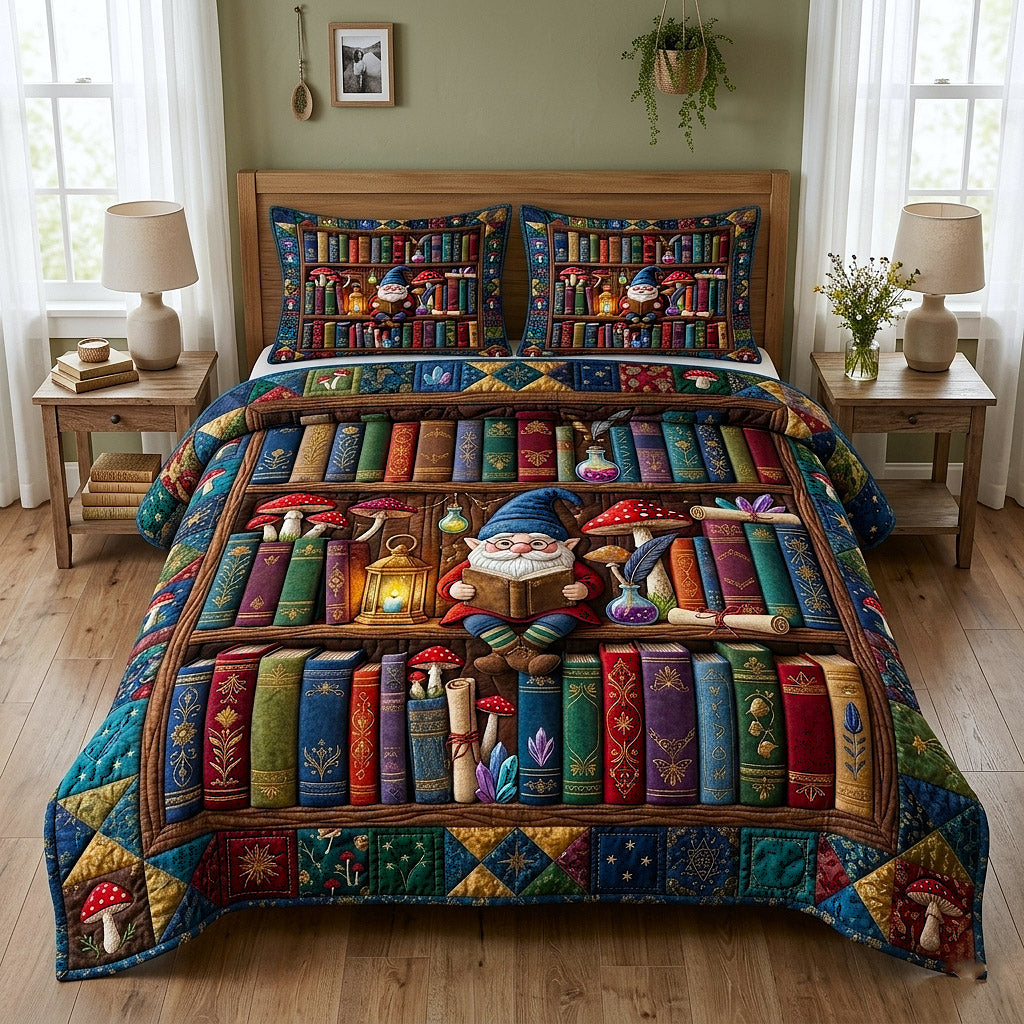 Library Nook Quilted Bedding Set Unusual Bed Sheets Book Gifts For Ladies