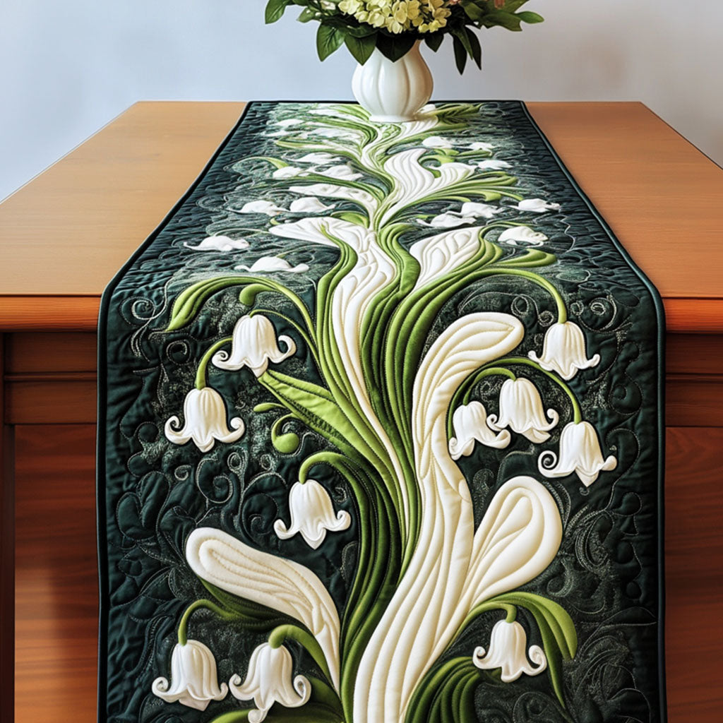 Lily Blossom Quilted Table Runner Dinner Table Decor Christmas Gifts For Flower Lovers