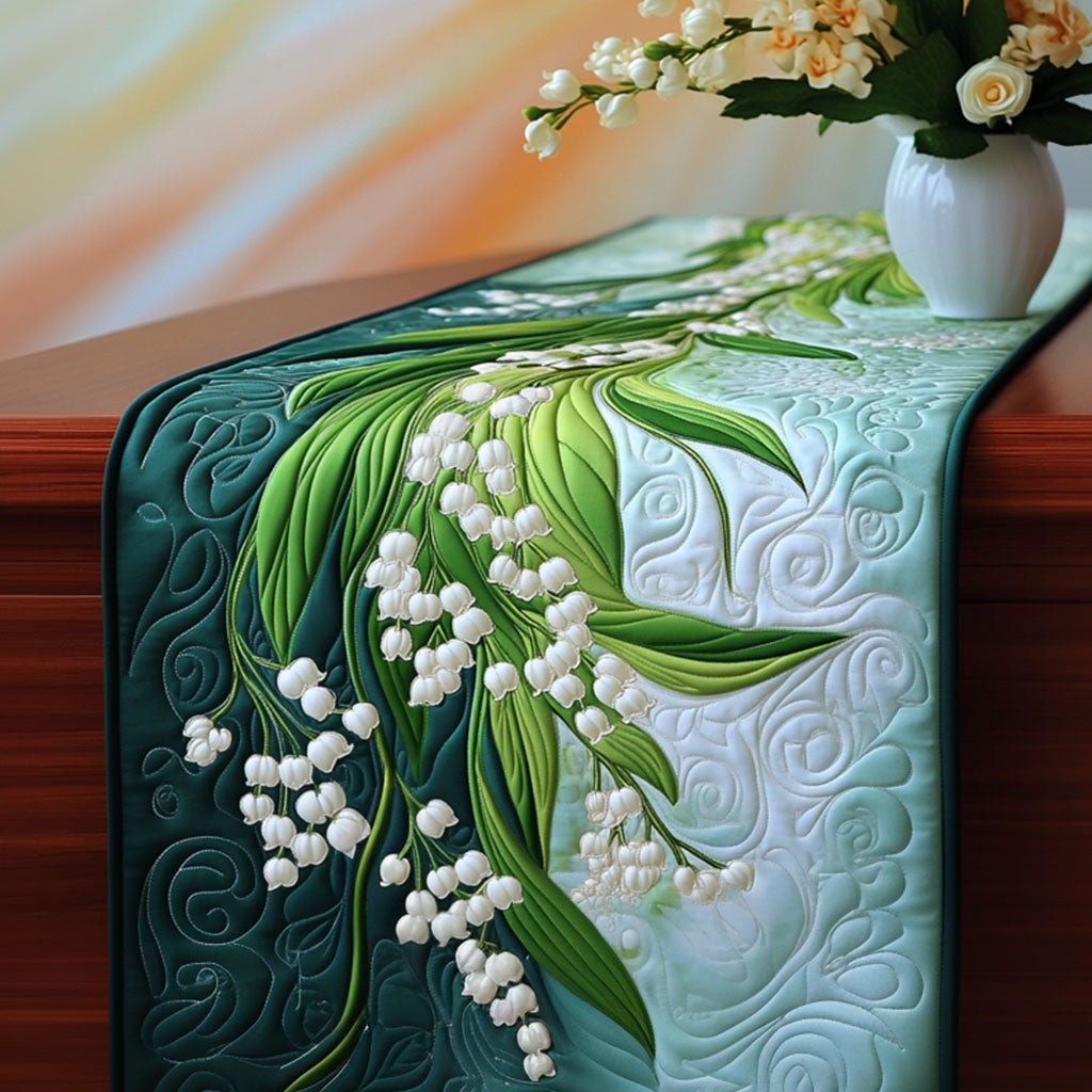 Lily Blossom Quilted Table Runner Elegant Holiday Table Runners Gifts For Flower Enthusiasts