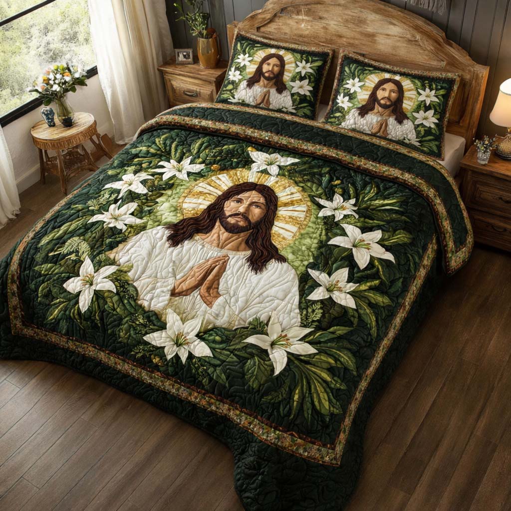 Lily Halo Quilted Bedding Set Comforter And Sheet Sets Christian Gifts For Dad