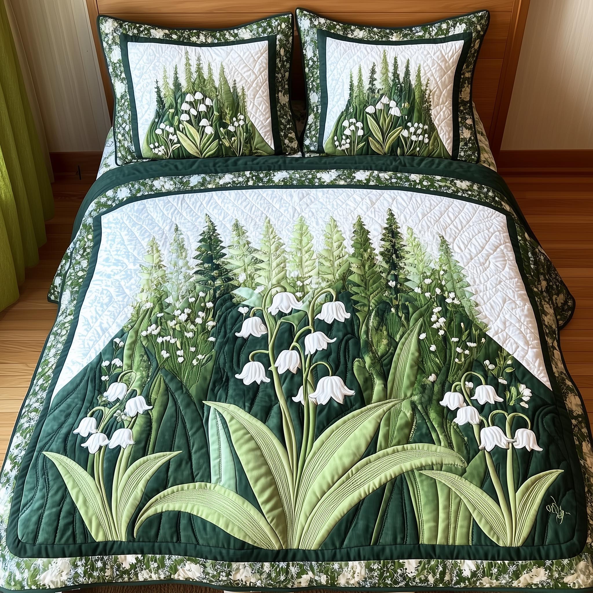 Lily Of The Valley Quilted Bedding Set Best King Size Sheets Gift Items For Mother