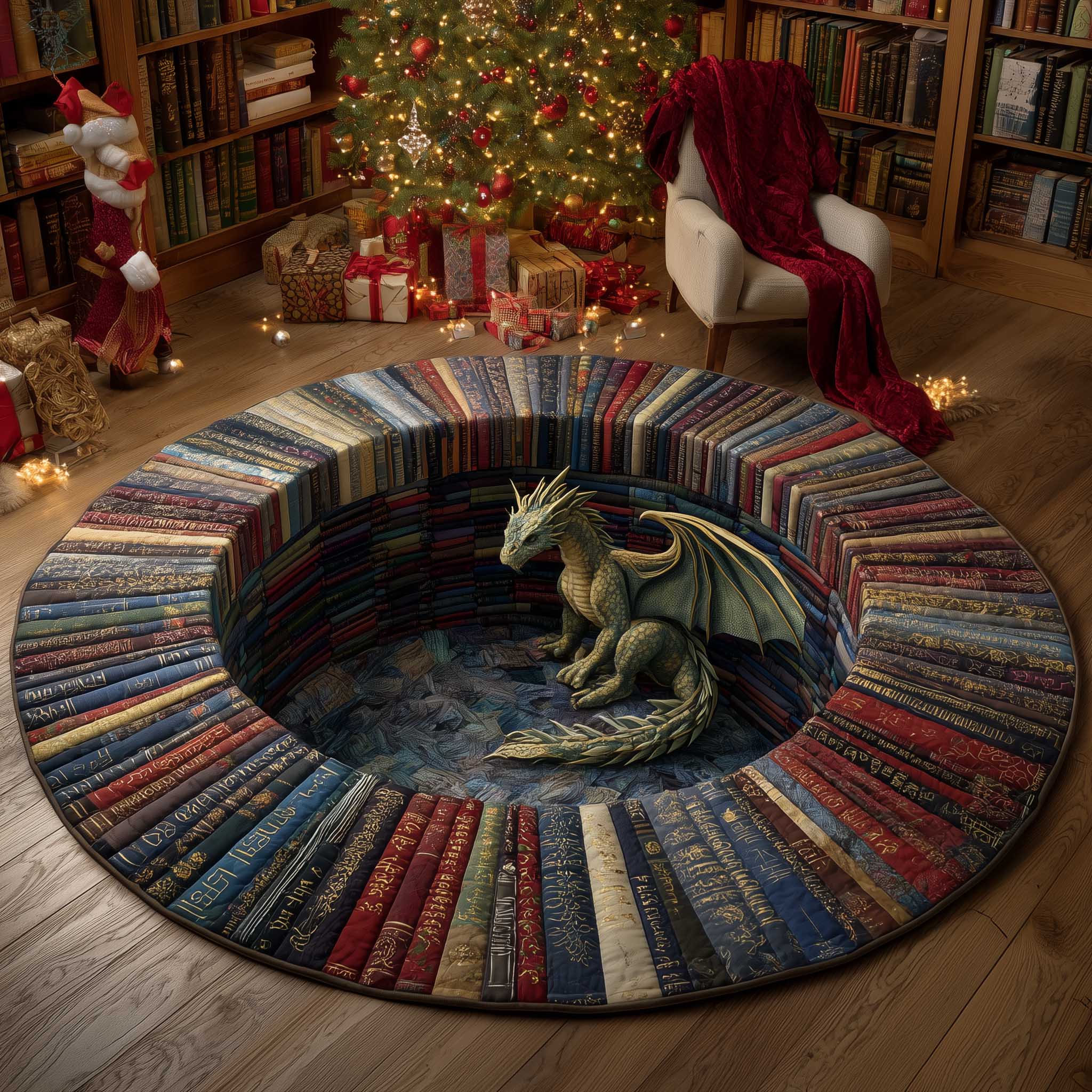 Literary Escape Quilted Round Mat Premium Quilted Round Mat for Cozy Living Spaces