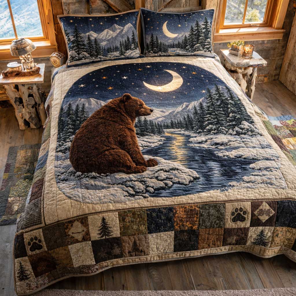 Lodge Bear Quilted Bedding Set Bed Decor Ideas Bear Gifts For Mom Mother's Day