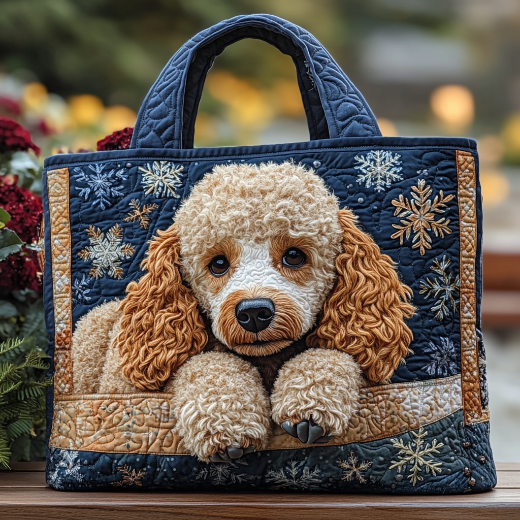 Lovely Poodle Quilted Tote Bag Tote Bags For Women Poodle Christmas Gifts