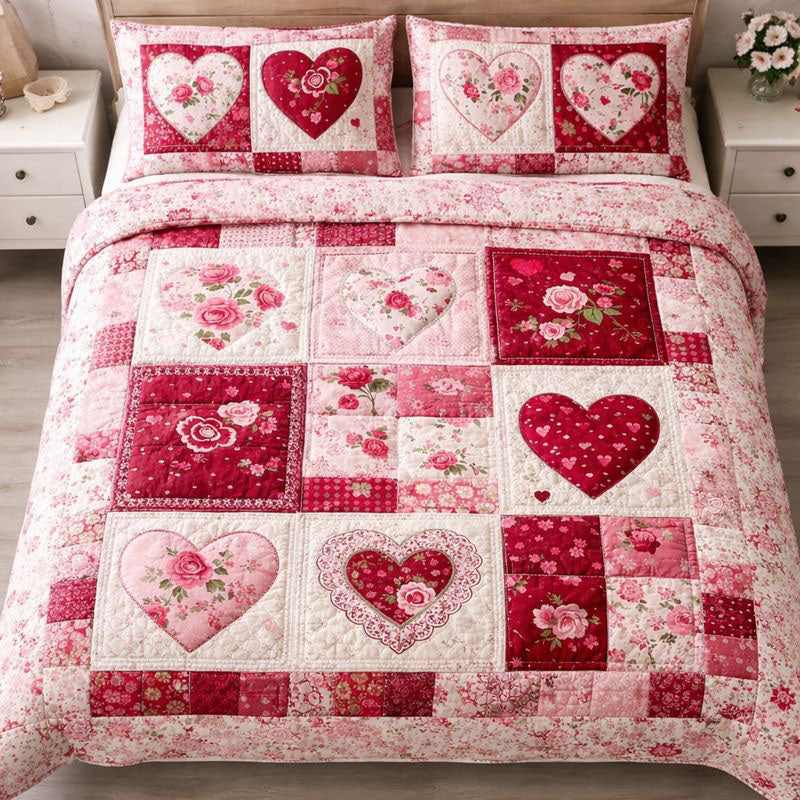 Loving Hearts Quilted Bedding Set Good Bed Sets Mothers Day Gift For My Daughter
