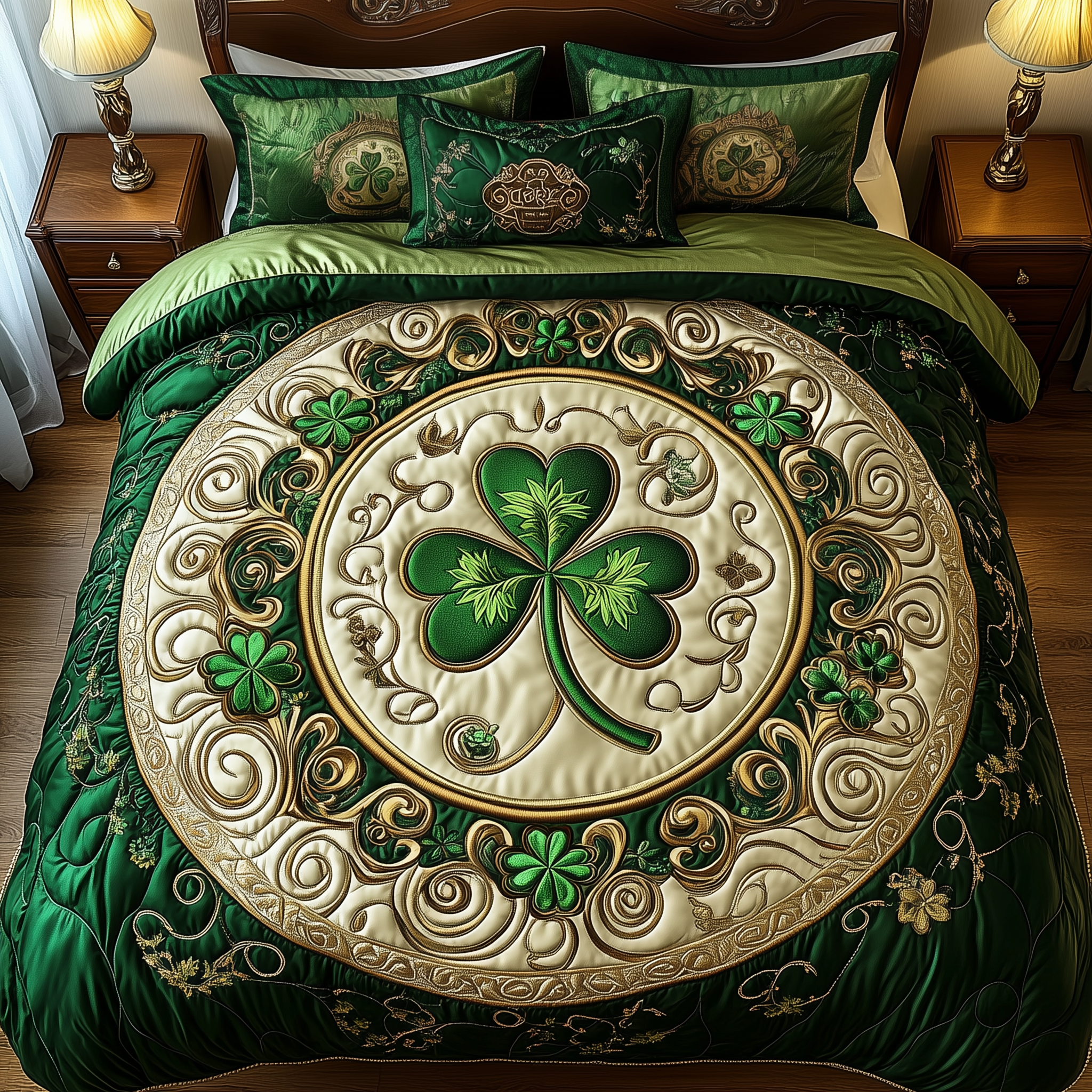 Lucky Irish Shamrock Quilted Bedding Set Best Bedding Sets St Patricks Day Presents