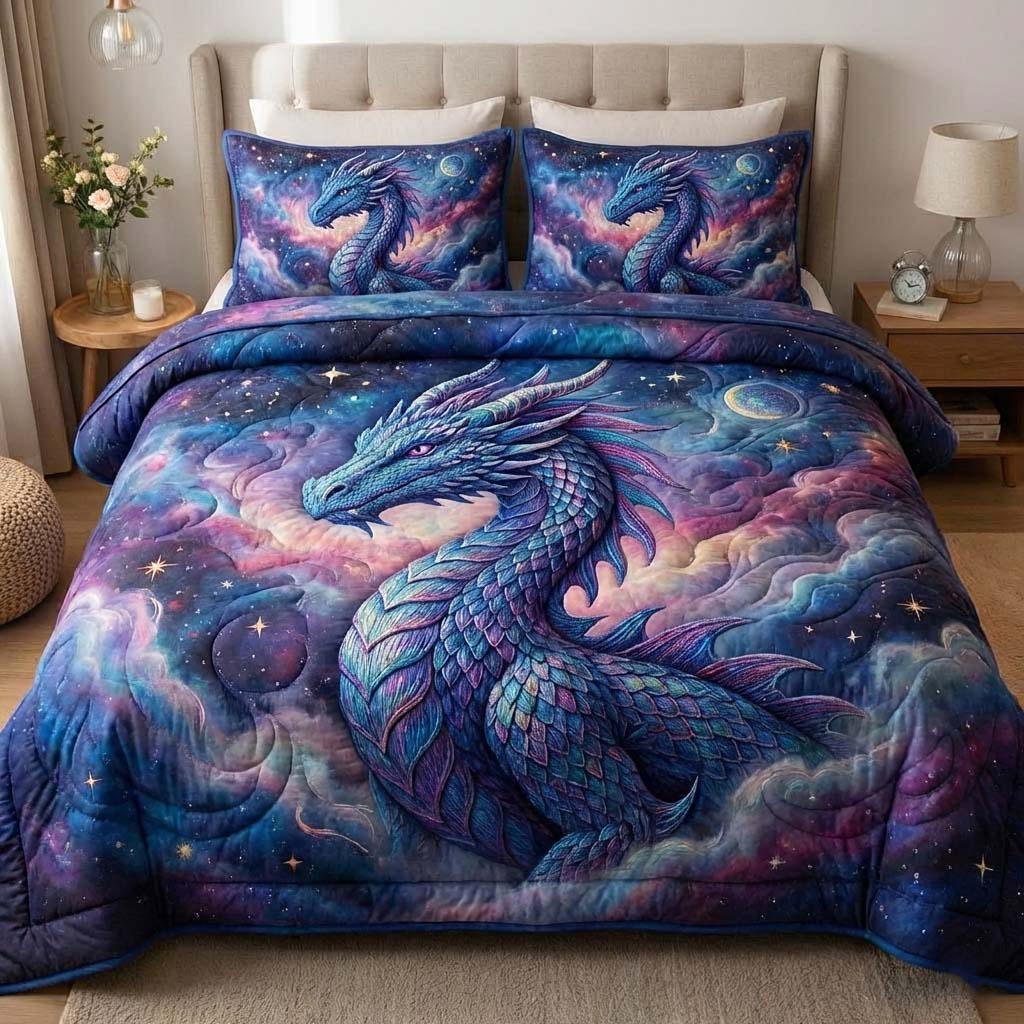 Majestic Dragon Quilted Bedding Set Best Bedsheets Dragon Themed Gifts