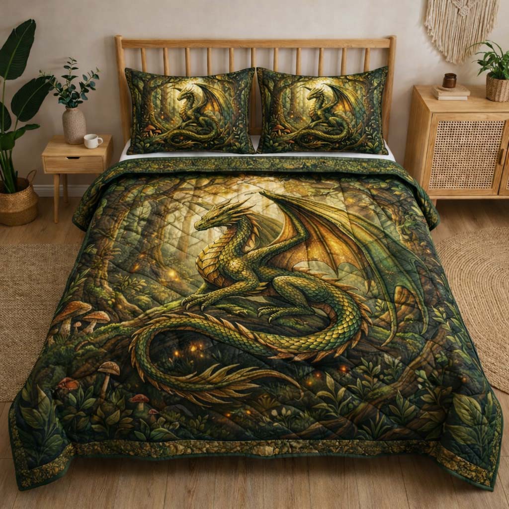 Majestic Dragon Quilted Bedding Set Best King Sheets Dragon Gift Ideas