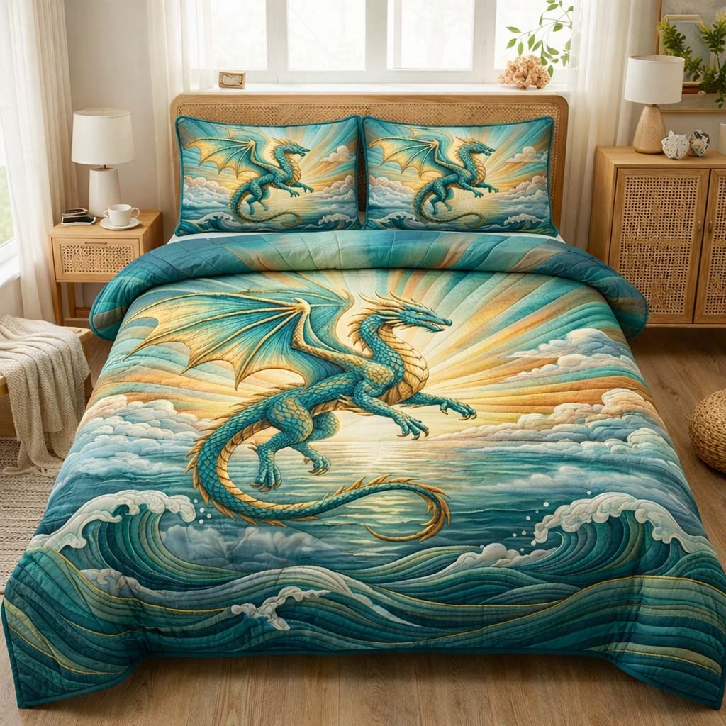 Majestic Dragon Quilted Bedding Set Good Sheet Sets Dragon Presents