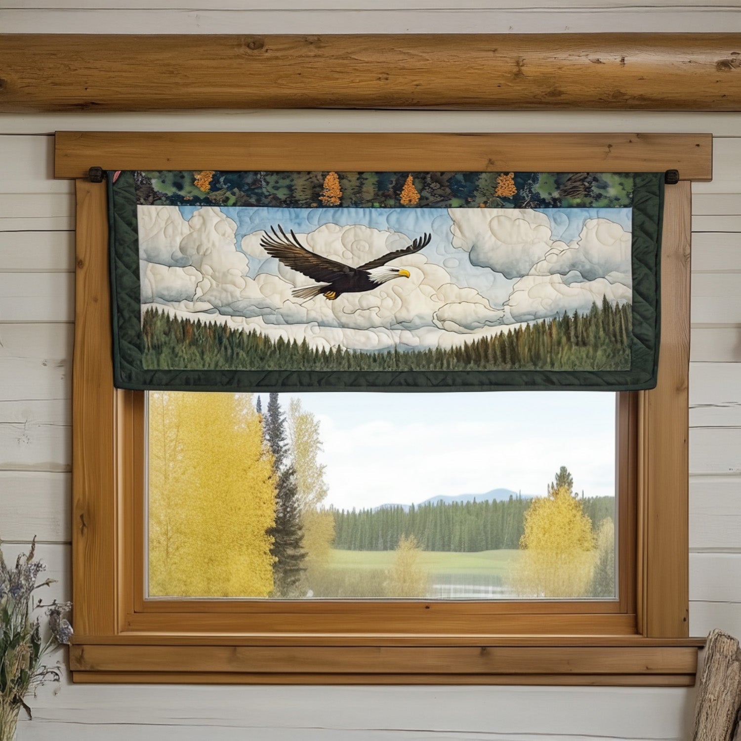 Majestic Eagle Flight Quilted Valance Outdoor Decor Beagle Dad Gifts