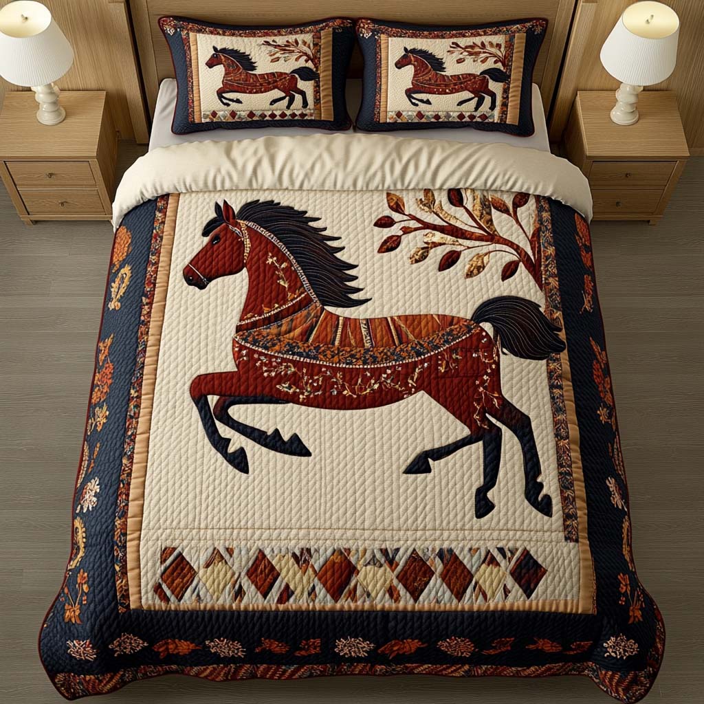 Majestic Force Quilted Bedding Set Bed Decor Ideas Gifts For Horse Enthusiasts