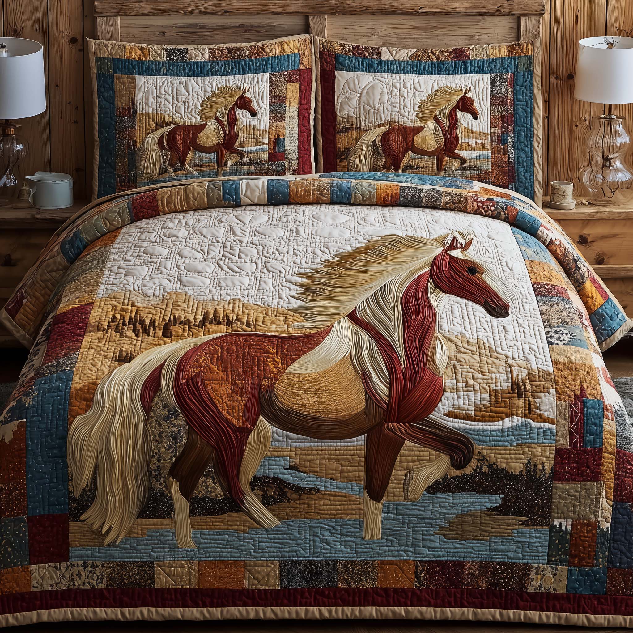 Majestic Force Quilted Bedding Set Bedding Decor Retirement Gifts For Horse Lovers