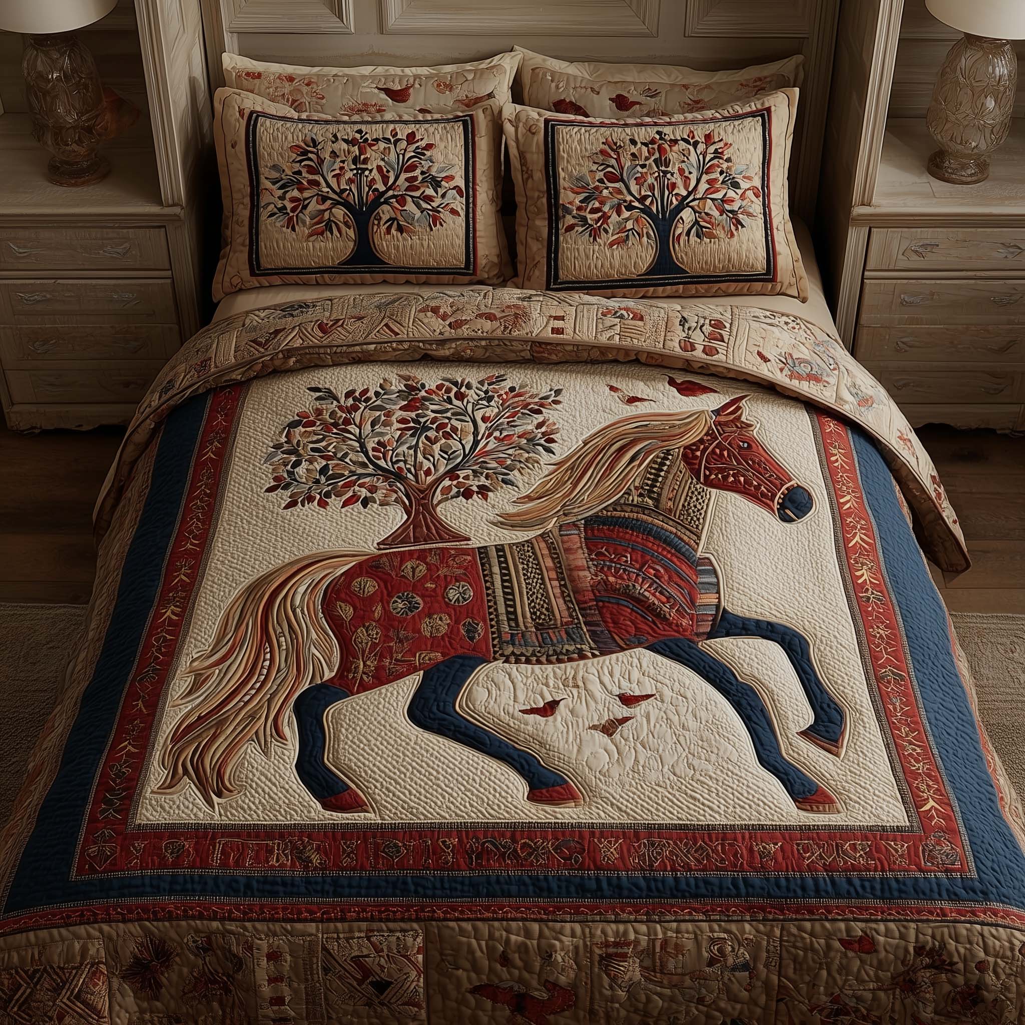 Majestic Force Quilted Bedding Set Boho Bedroom Decor Birthday Presents For Horse Lovers