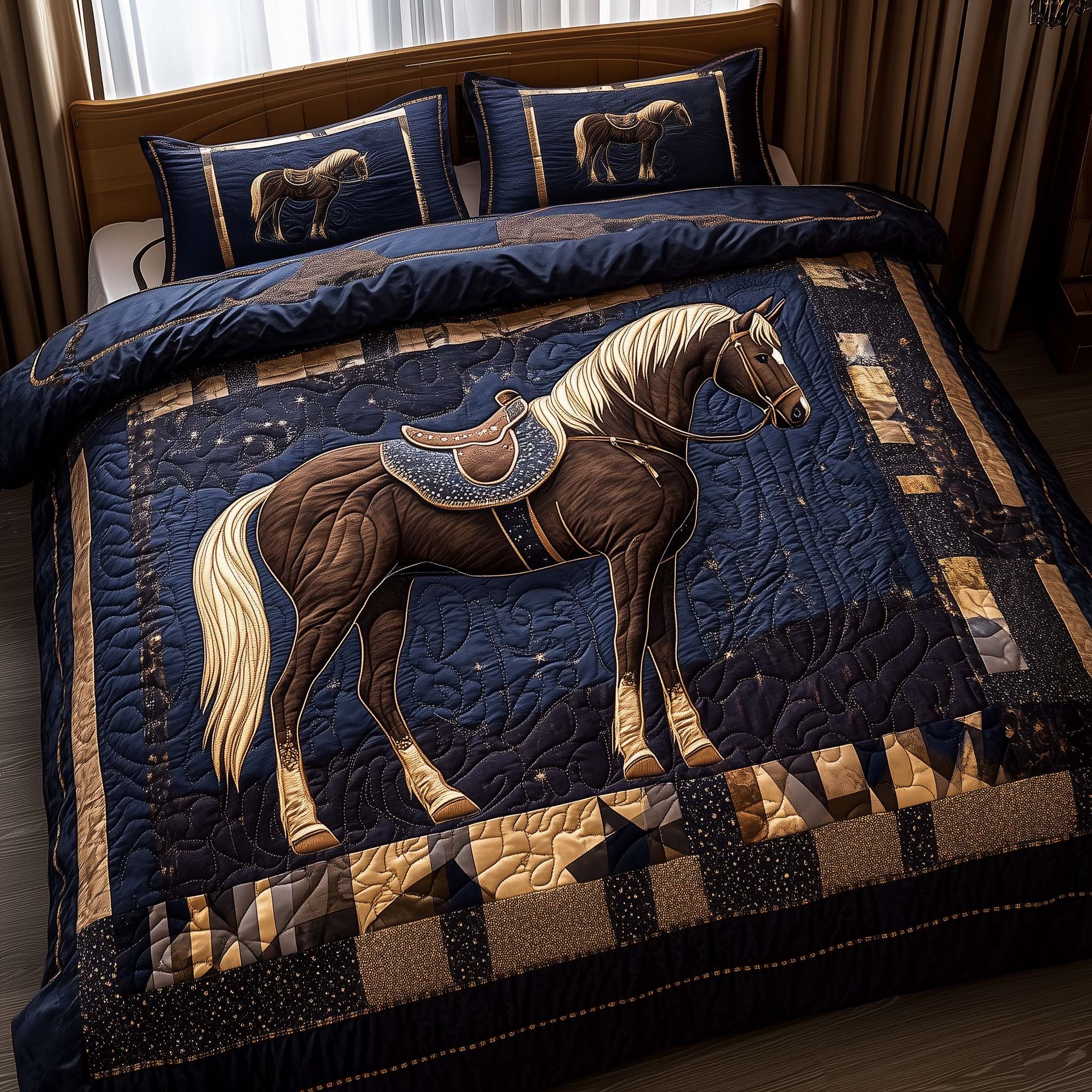 Majestic Force Quilted Bedding Set Boho Bedroom Ideas Best Gifts For Horse People