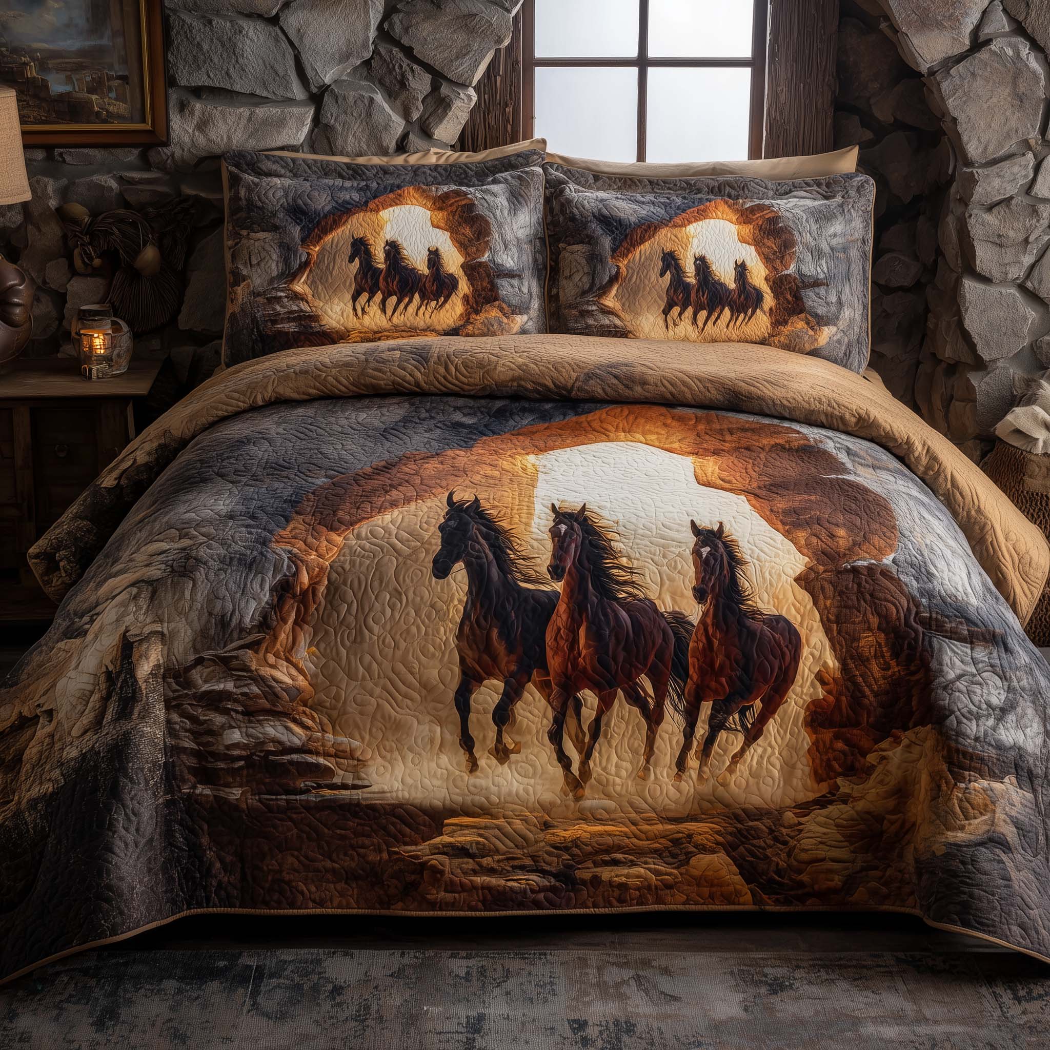 Majestic Horse Quilted Bedding Set Bed Comforter Set Gift Ideas For Horse Lovers