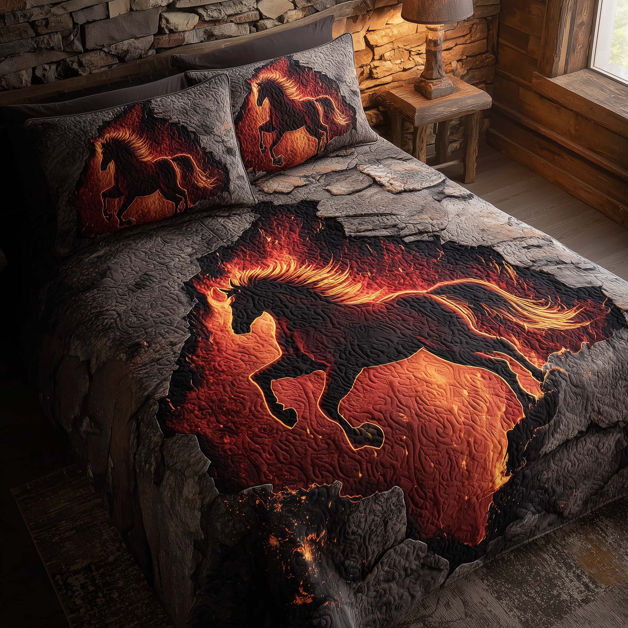 Majestic Horse Quilted Bedding Set Best King Bed Sheets Christmas Presents For Horse Lovers