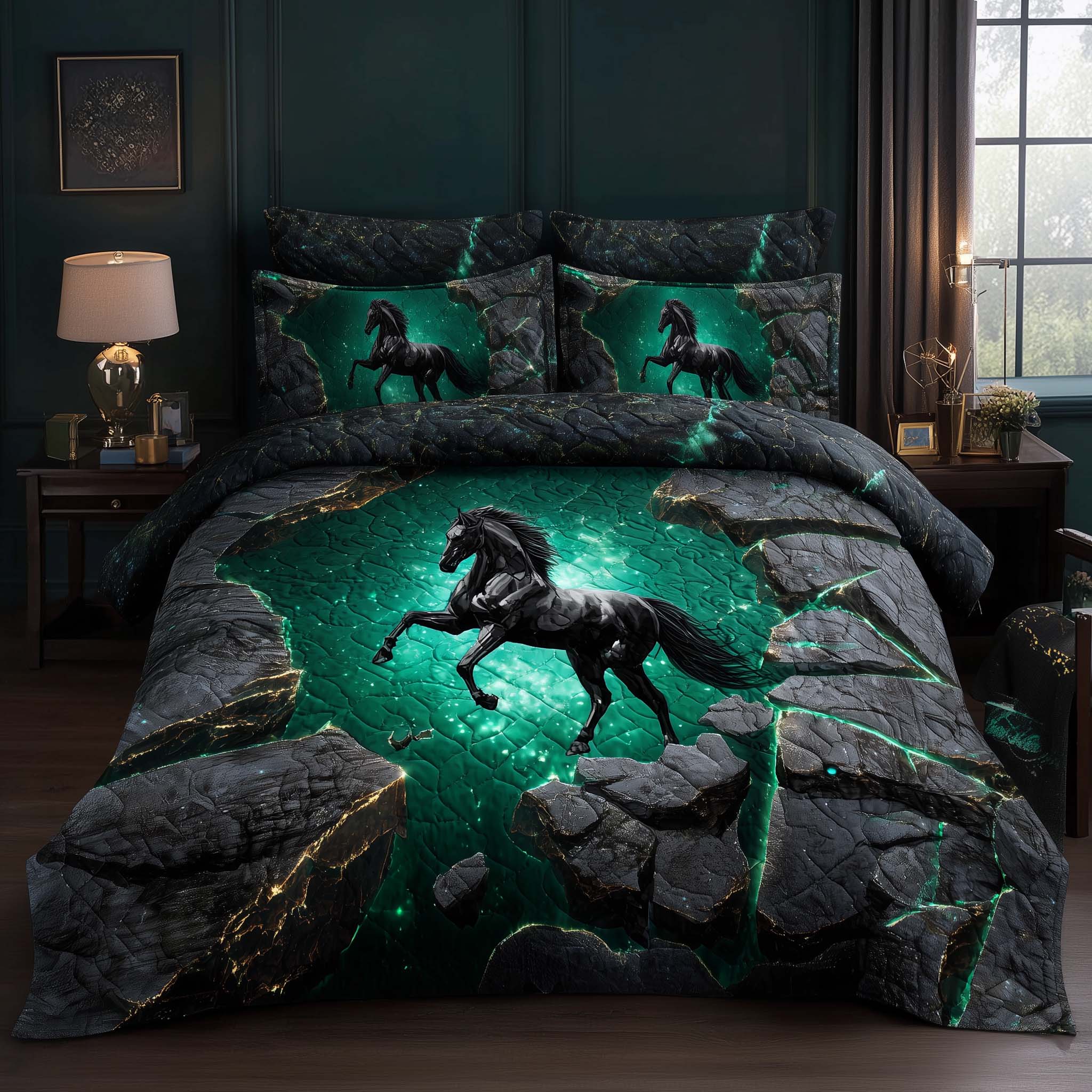 Majestic Horse Quilted Bedding Set Best King Sheets Christmas Gifts For Horse Lovers