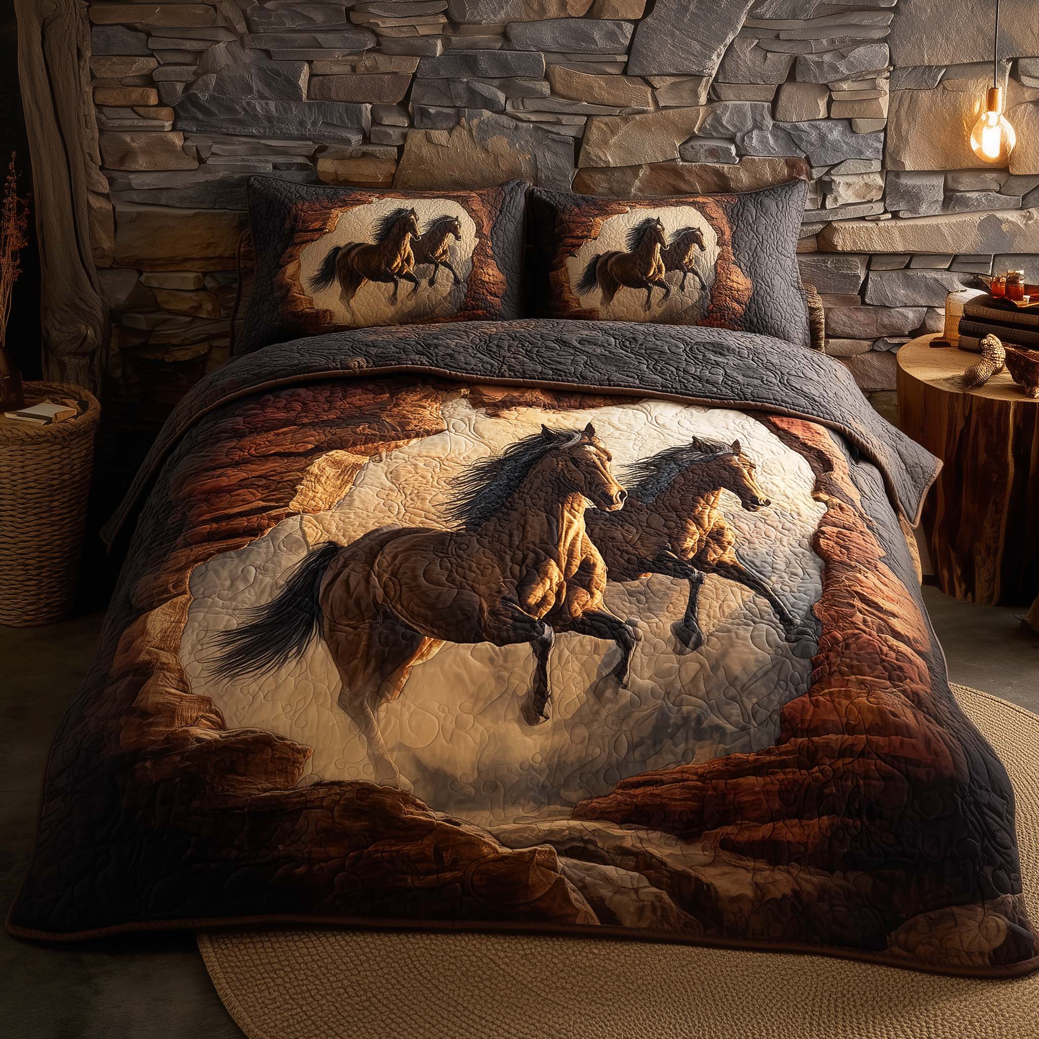 Majestic Horse Quilted Bedding Set Best King Sheets Gifts For Horsey Ladies