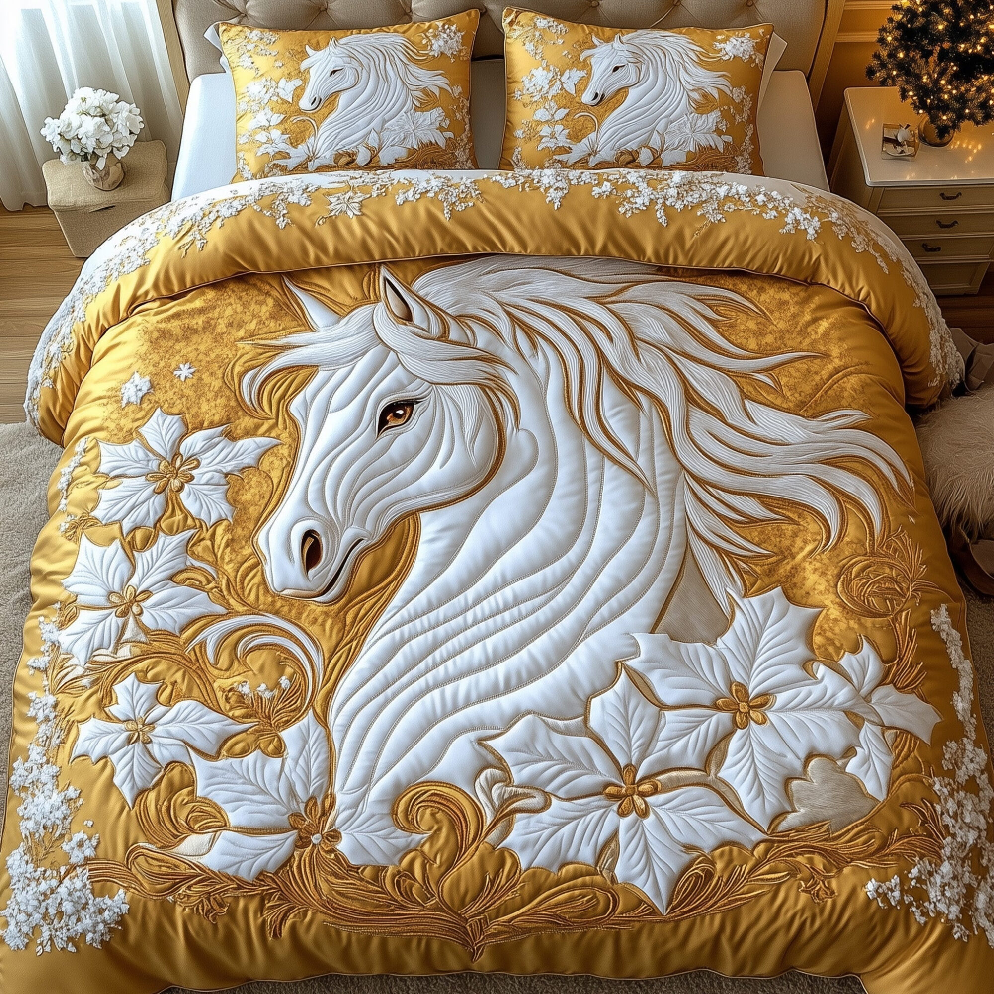 Majestic Horse Quilted Bedding Set Horse Inspired Theme Horse Lovers Gift Ideas