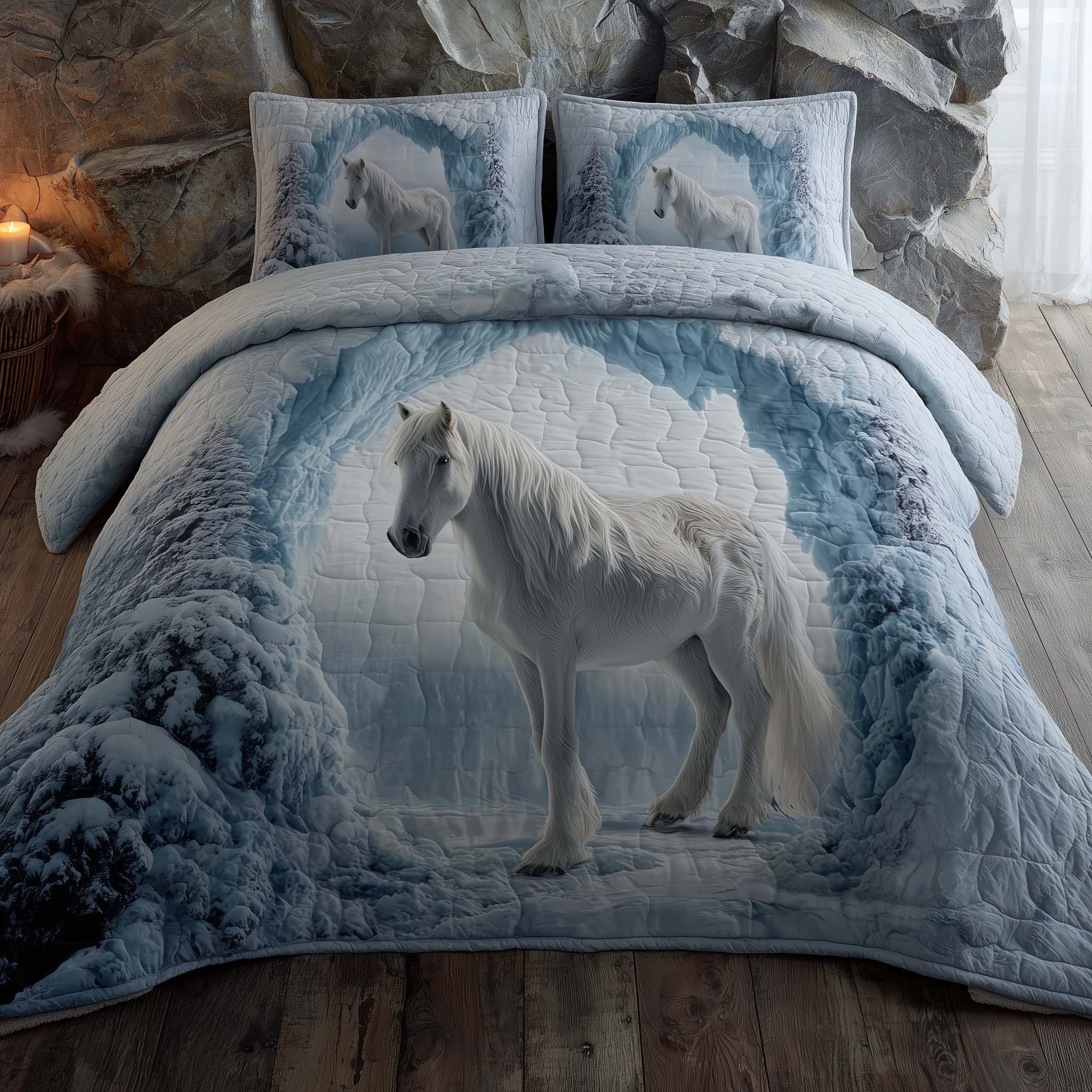 Majestic Horse Quilted Bedding Set Nice Bed Sheet Sets Christmas Gifts For Horse Owners