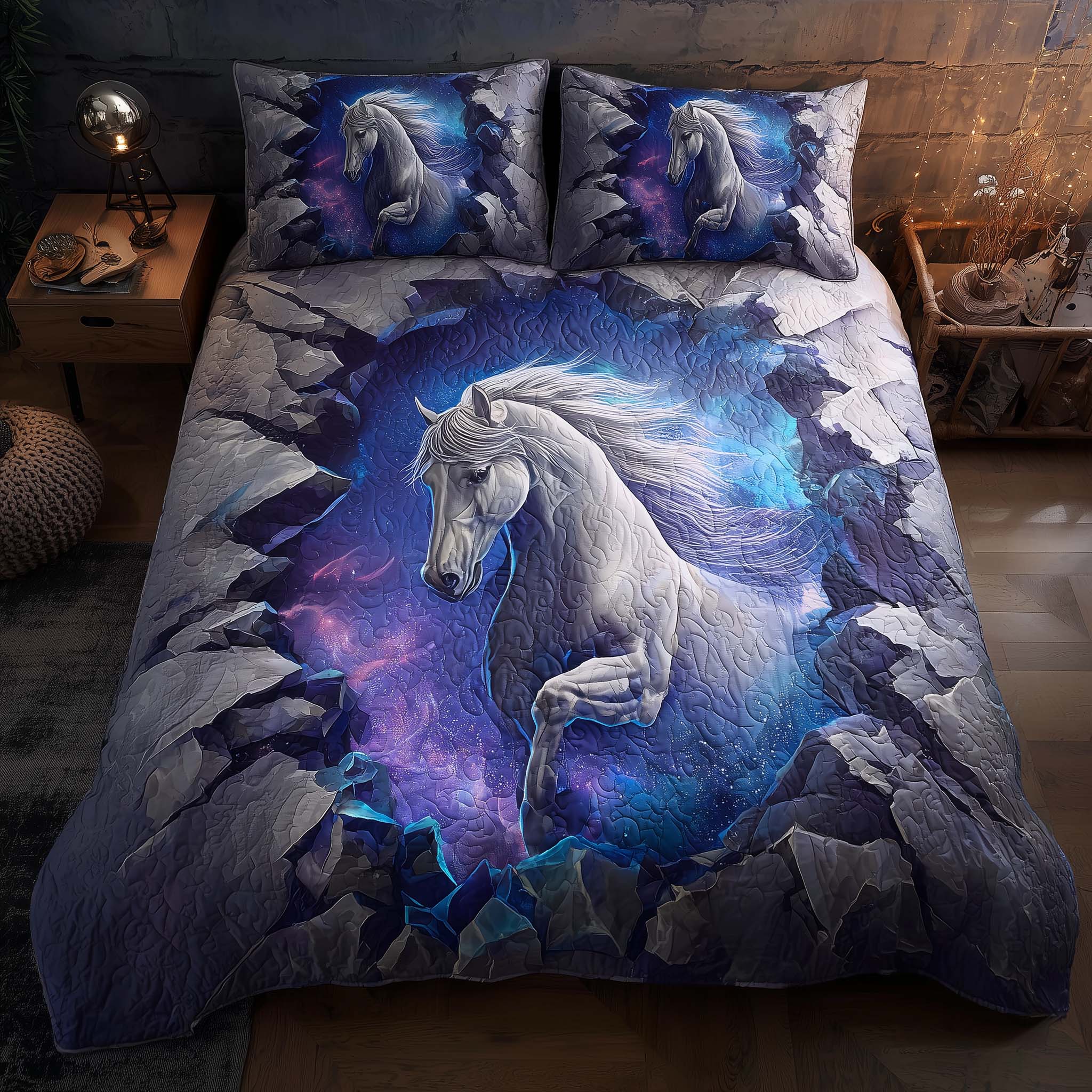 Majestic Horse Quilted Bedding Set Unique Bed Sheet Set Horse Gifts For Adults
