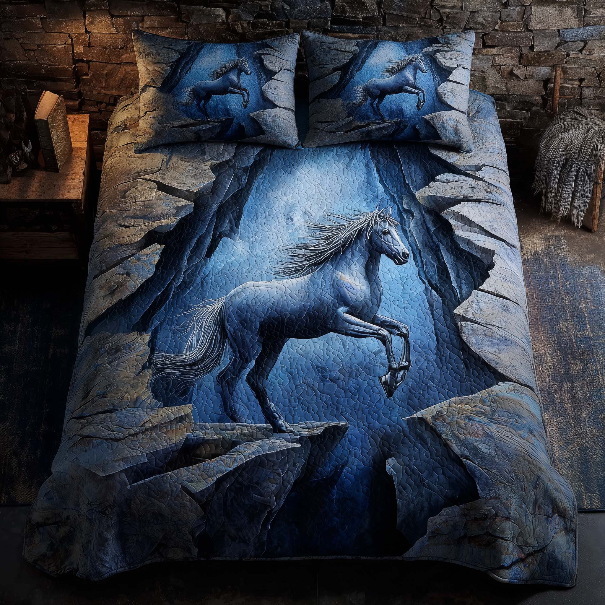 Majestic Horse Quilted Bedding Set Unusual Bed Sheets Horse Themed Gifts For Adults