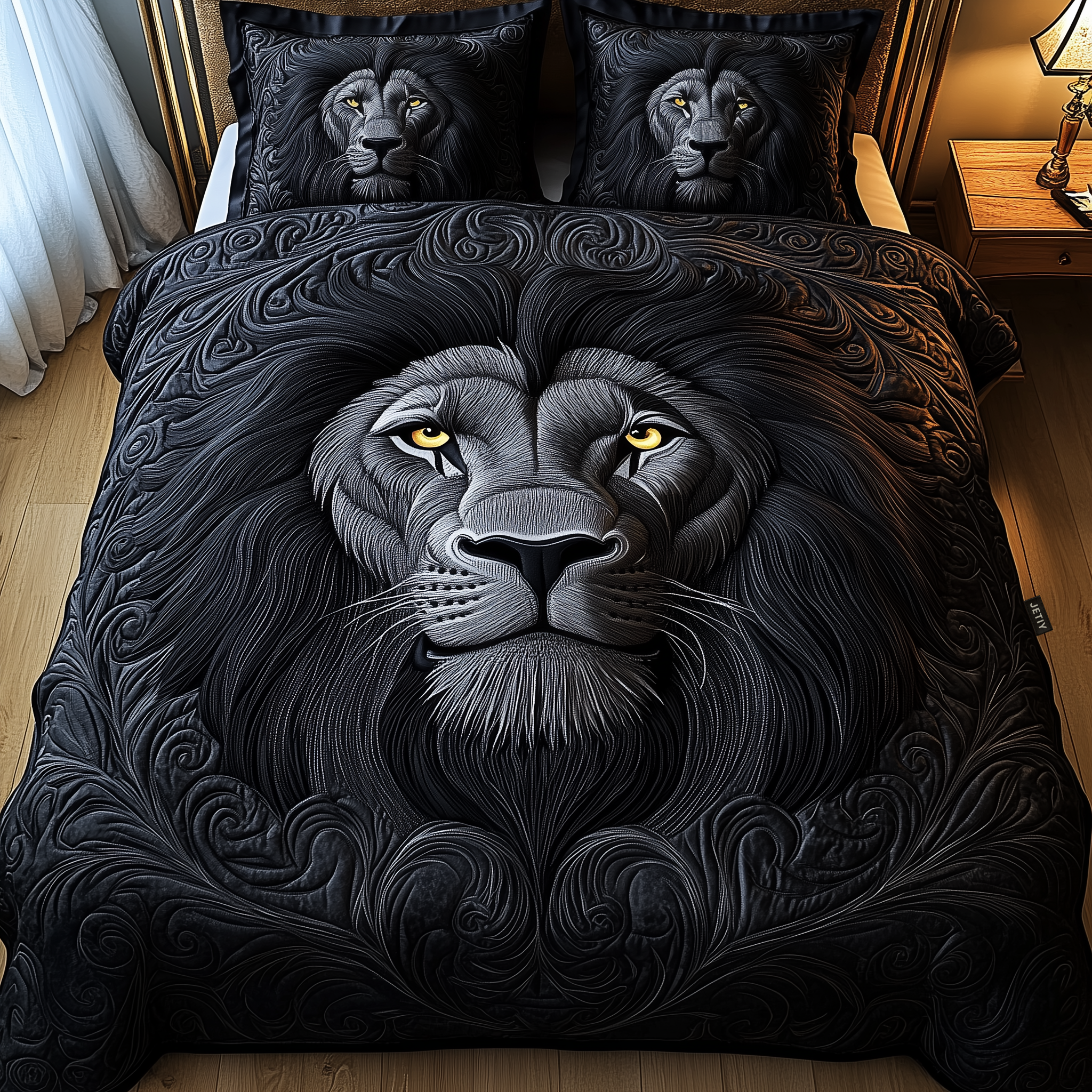 Majestic Lion Quilted Bedding Set Bedspread Quilts Presents For Lion Lovers