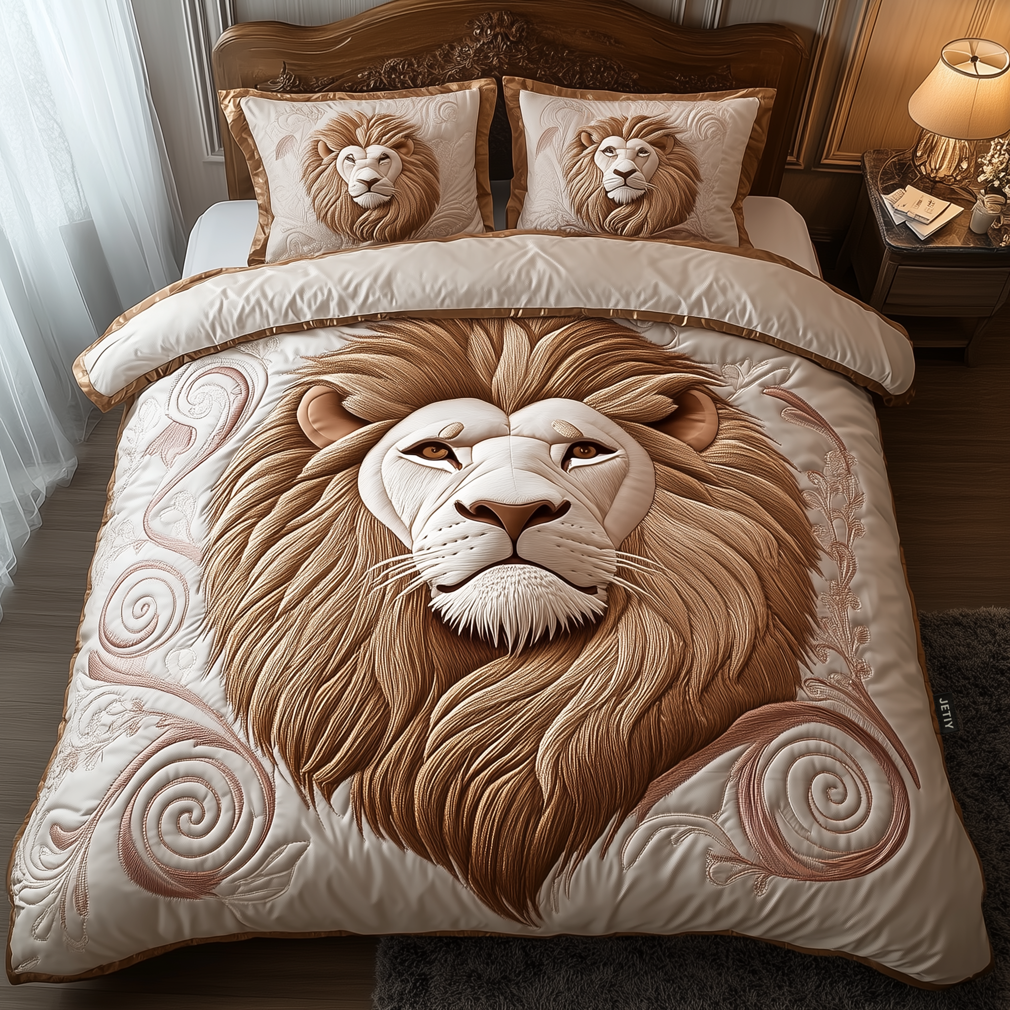 Majestic Lion Quilted Bedding Set Boho Bedroom Furniture Christmas Gift For Lion Lovers