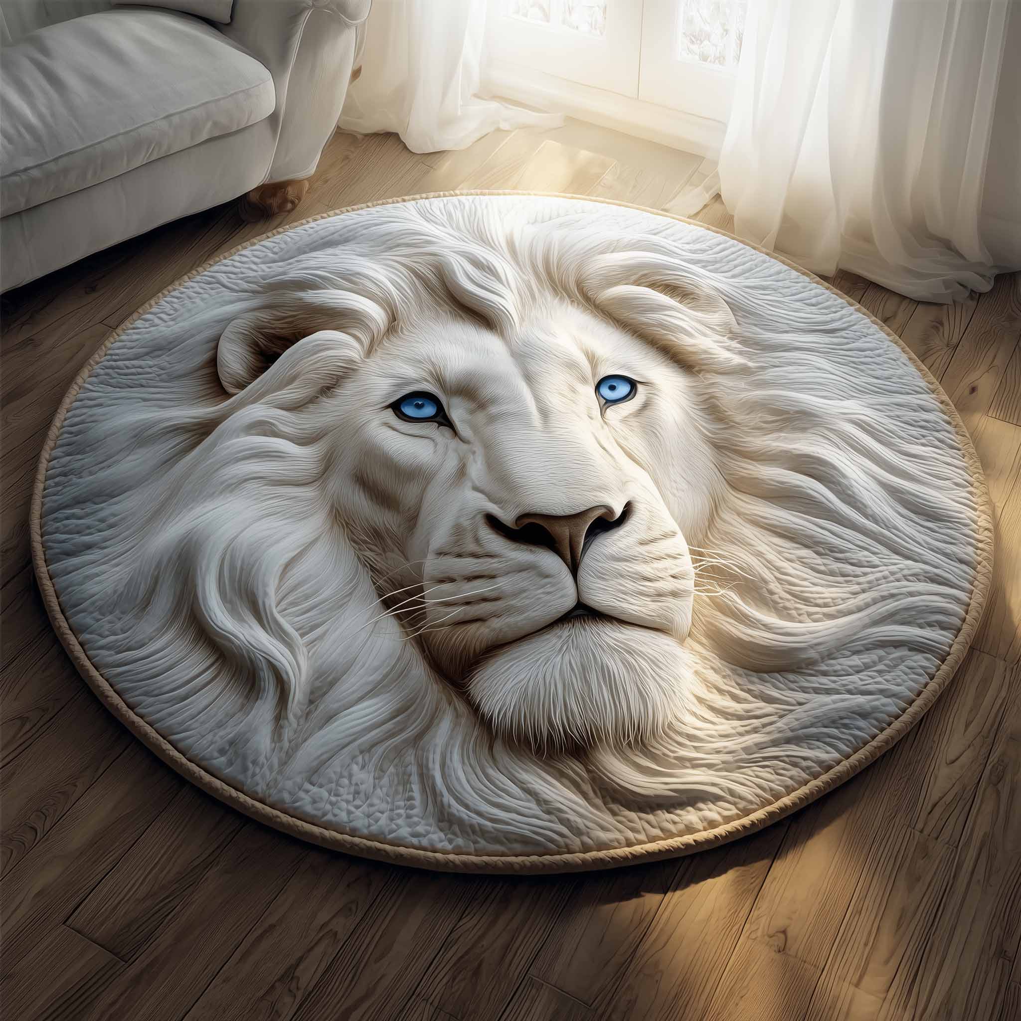 Majestic Lion Quilted Round Mat Trendy Quilted Round Mat That Adds Charm