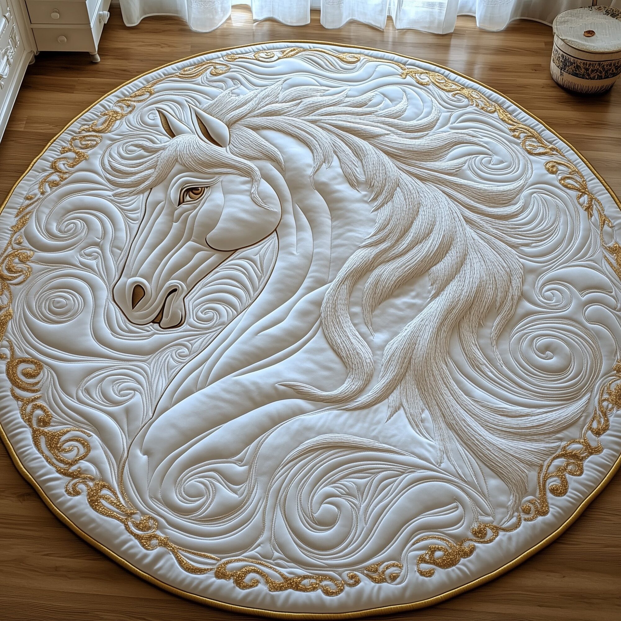 Majestic Mane Quilted Round Mat Classic Quilted Round Mat for Timeless Decor