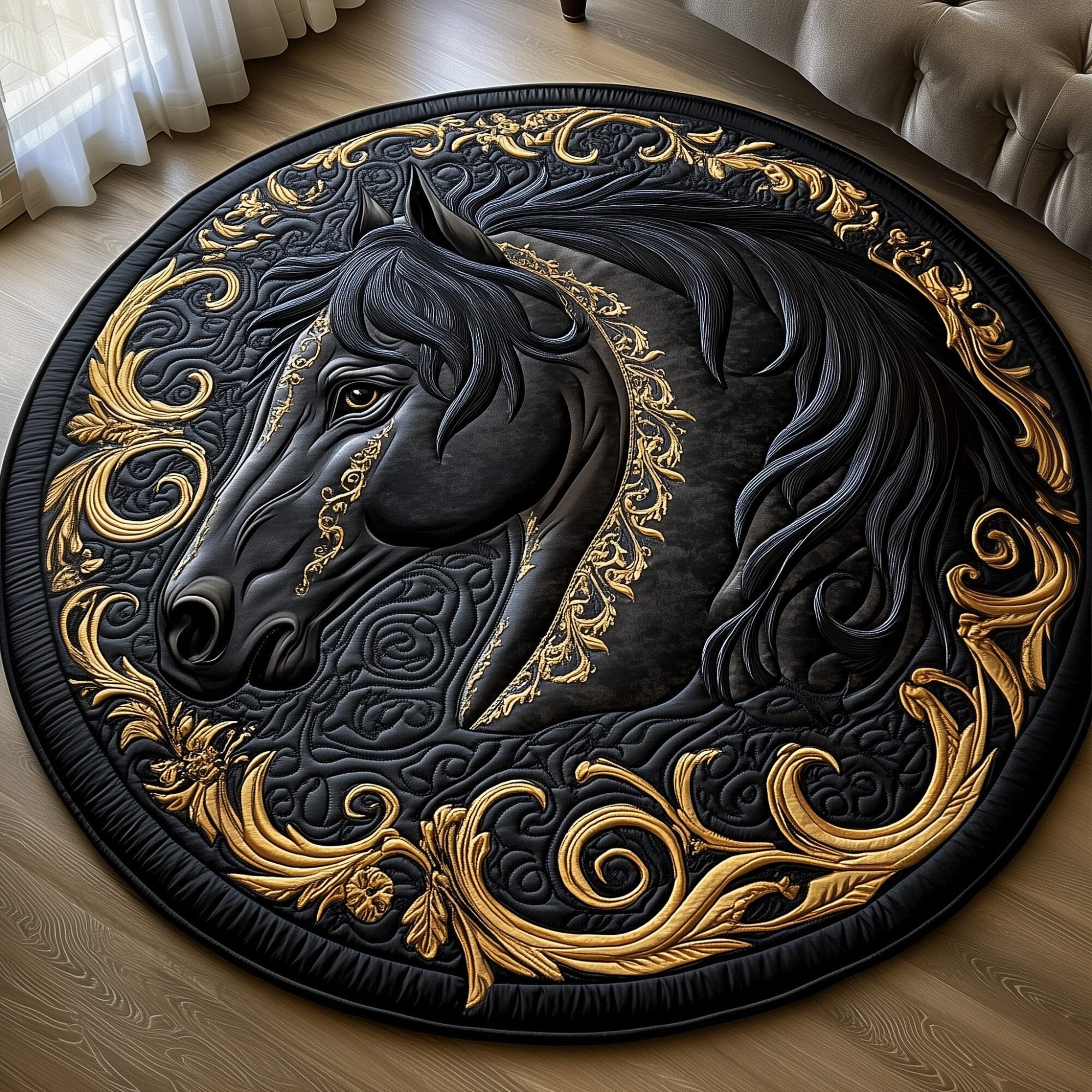 Majestic Mane Quilted Round Mat High-Quality Quilted Round Mat for Soft Comfort