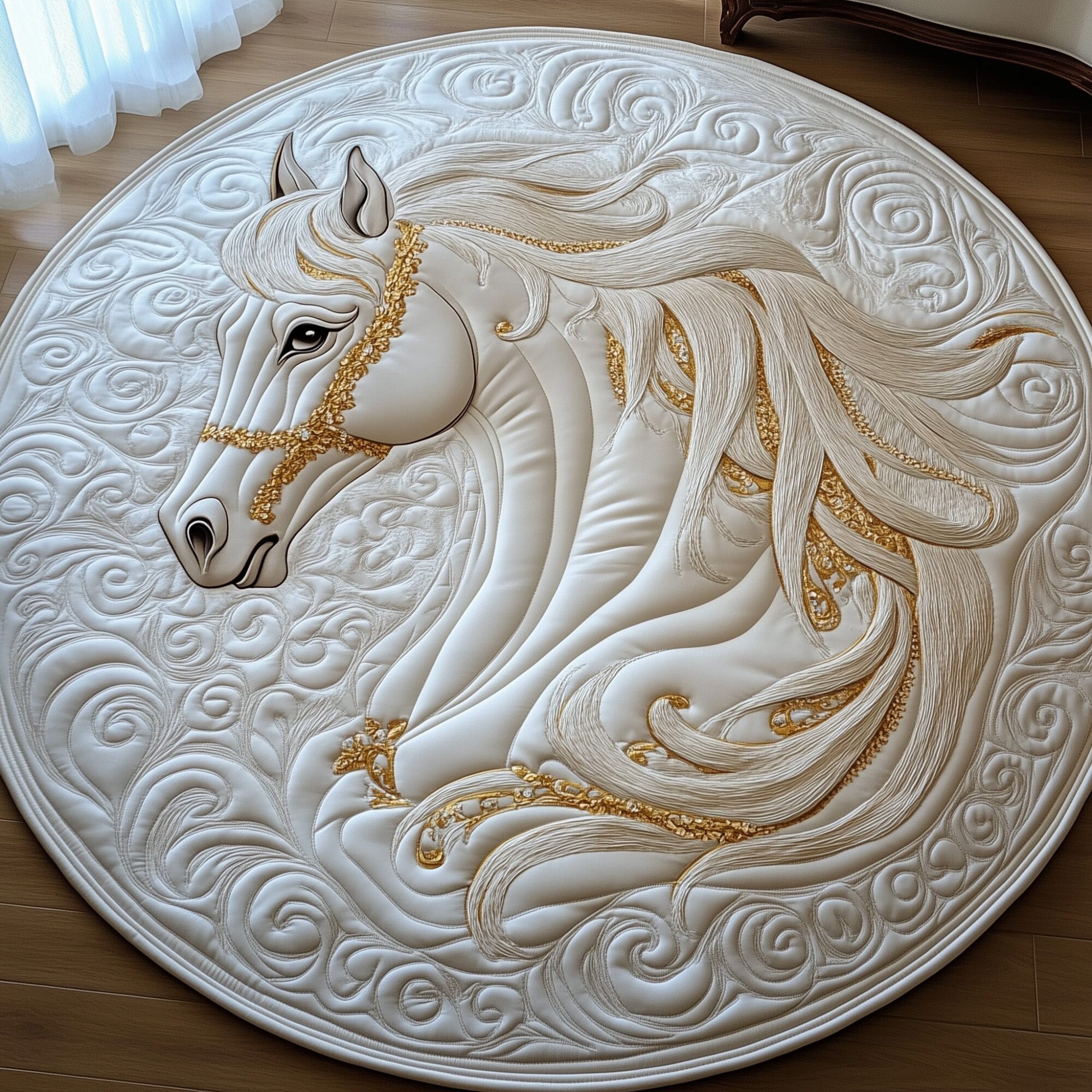 Majestic Mane Quilted Round Mat High-Quality Quilted Round Mat for Soft Comfort