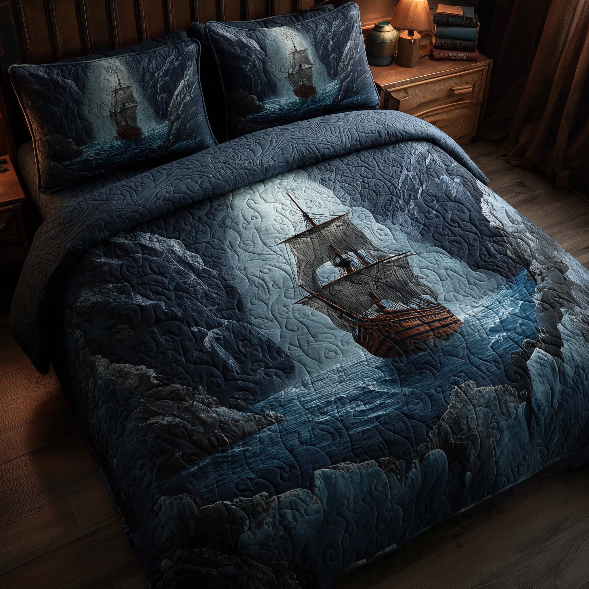 Majestic Ship Quilted Bedding Set Bedroom Ideas Cute Bear Gifts For Him Her