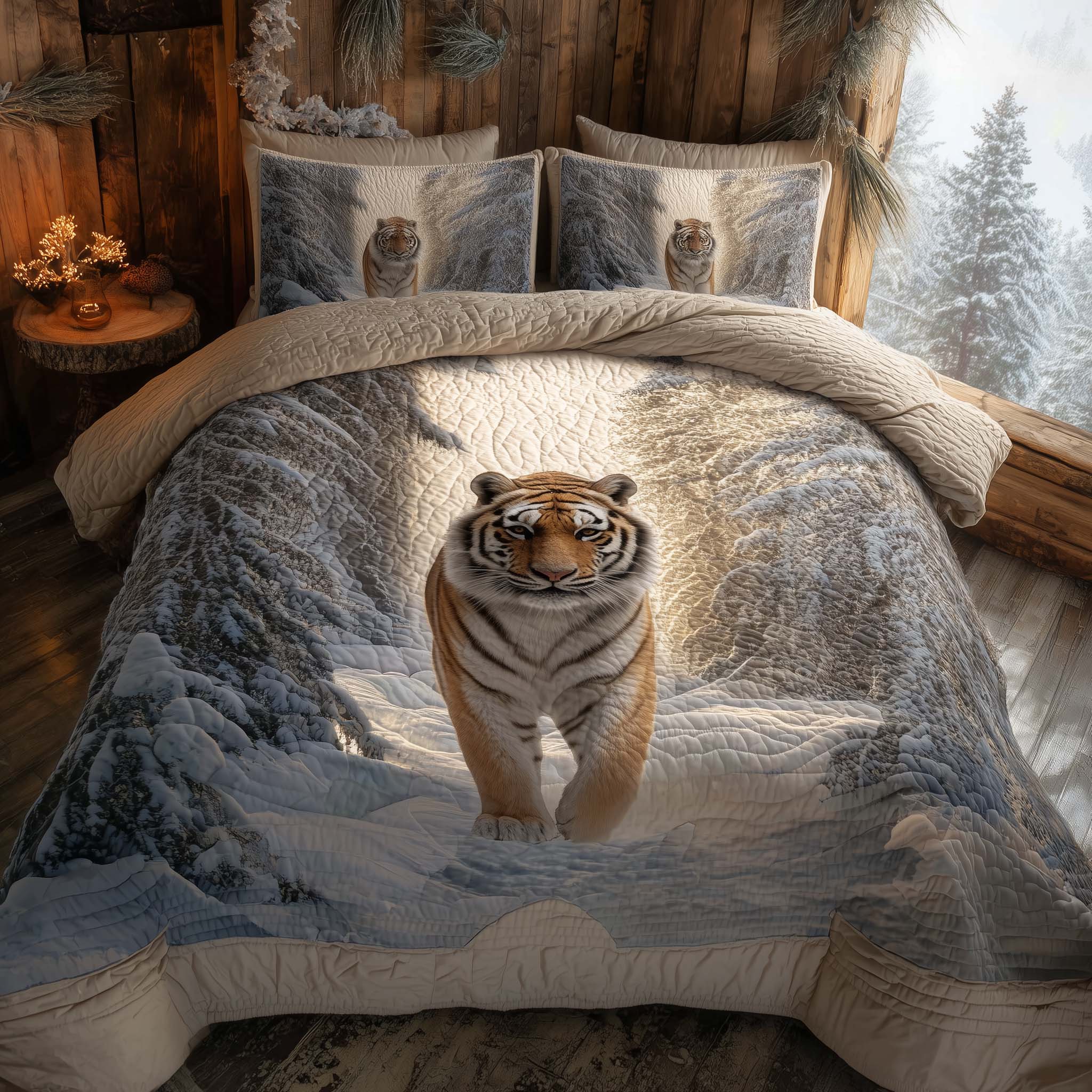 Majestic Tiger Quilted Bedding Set Bedding Decor Tiger Gifts For Adults