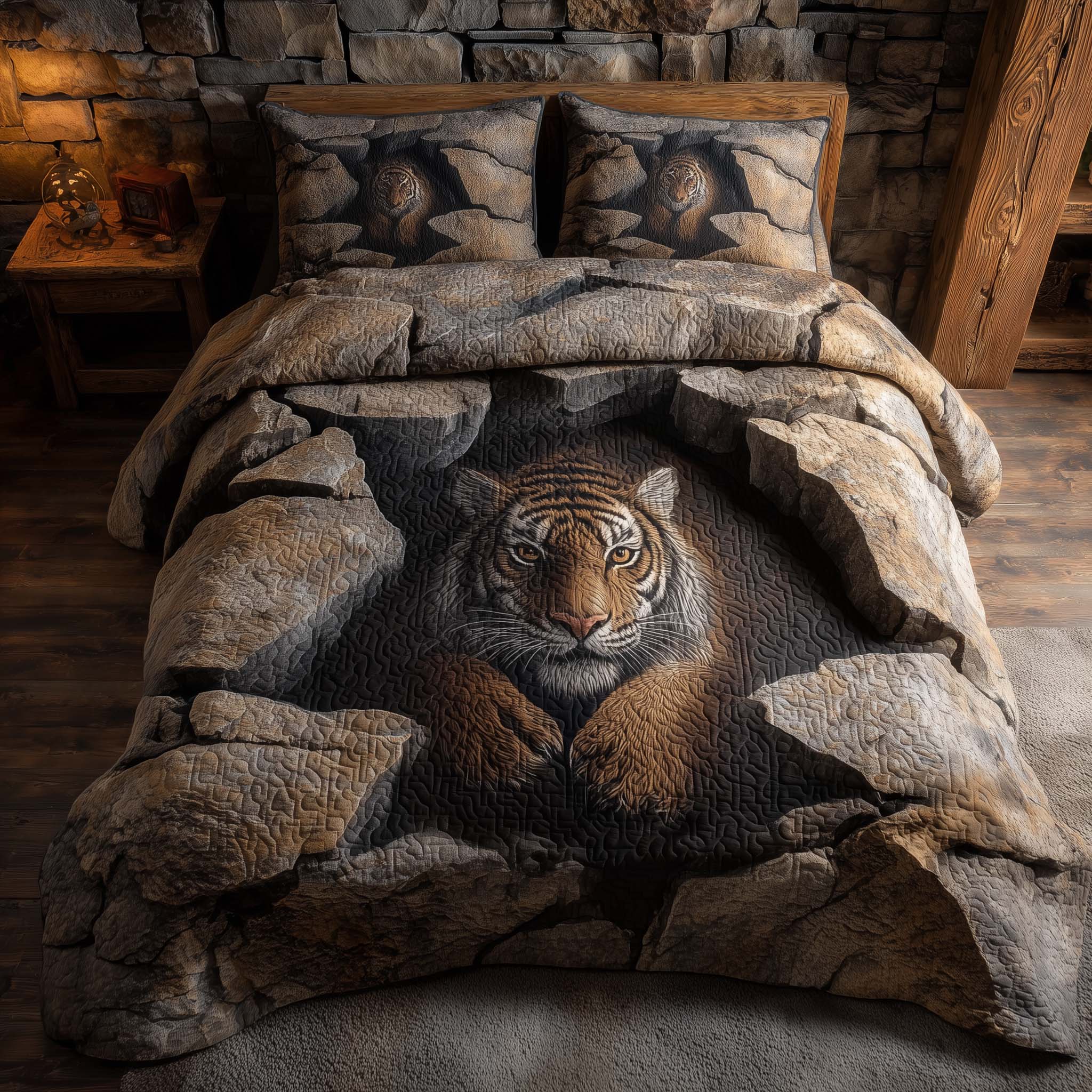 Majestic Tiger Quilted Bedding Set Best Bedsheets Best Tiger Christmas Gifts
