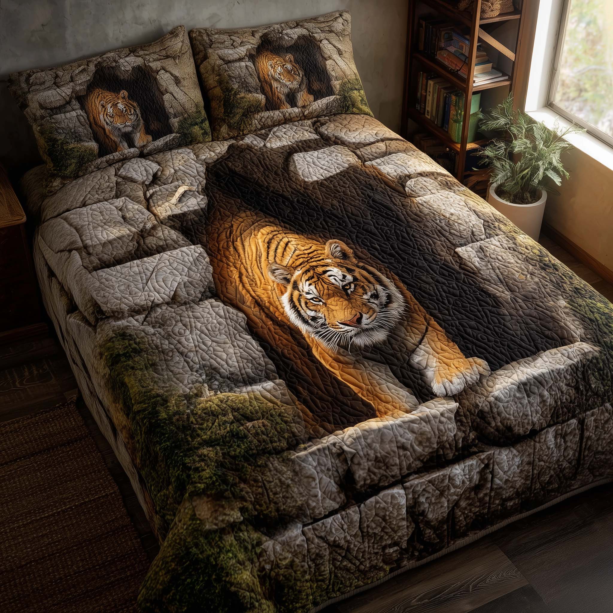 Majestic Tiger Quilted Bedding Set Best Fitted Sheets Birthday Gifts For Tiger Lovers