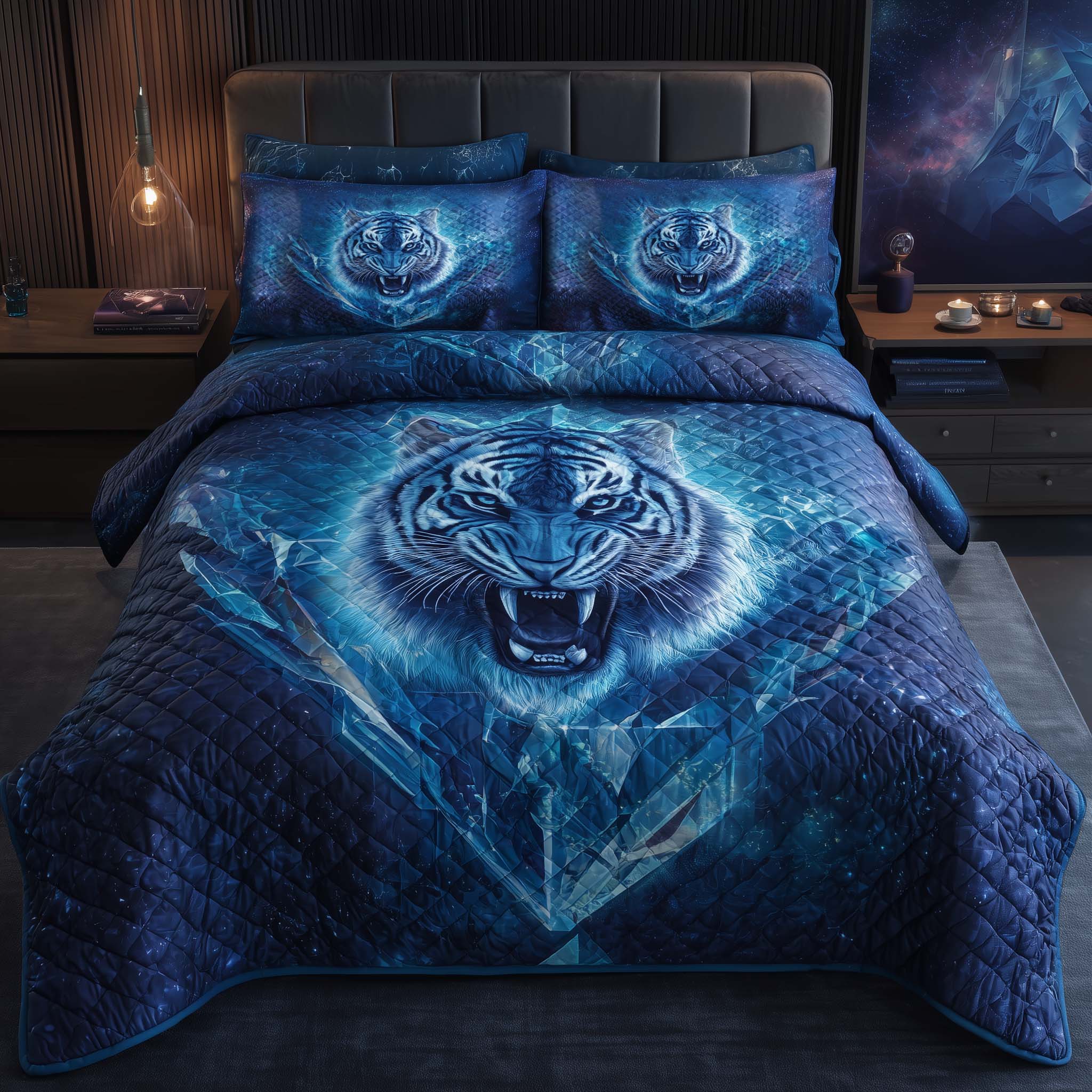 Majestic Tiger Quilted Bedding Set Best Queen Sheets Best Tiger Gifts