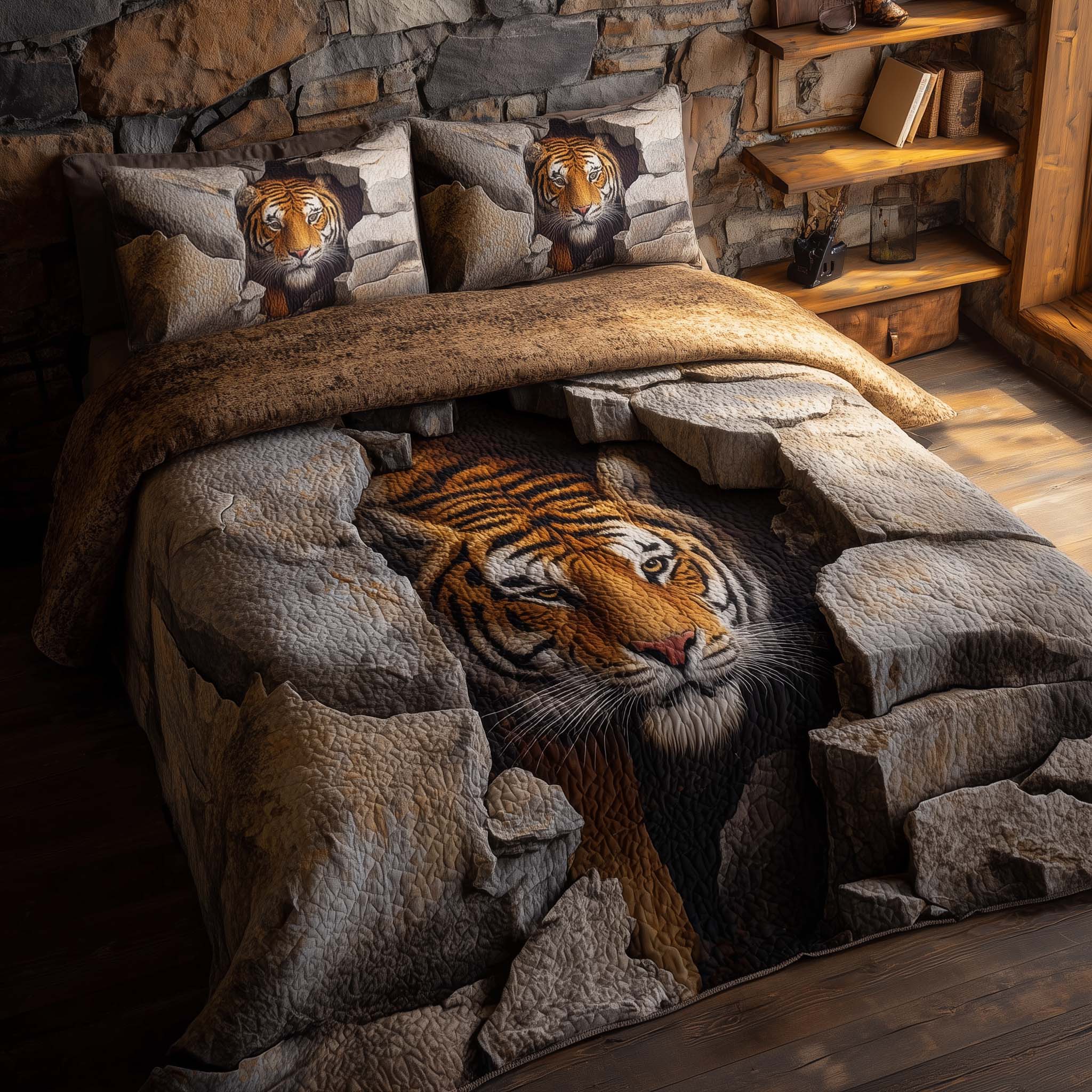 Majestic Tiger Quilted Bedding Set Great Bed Sets Tiger Gifts For Dad